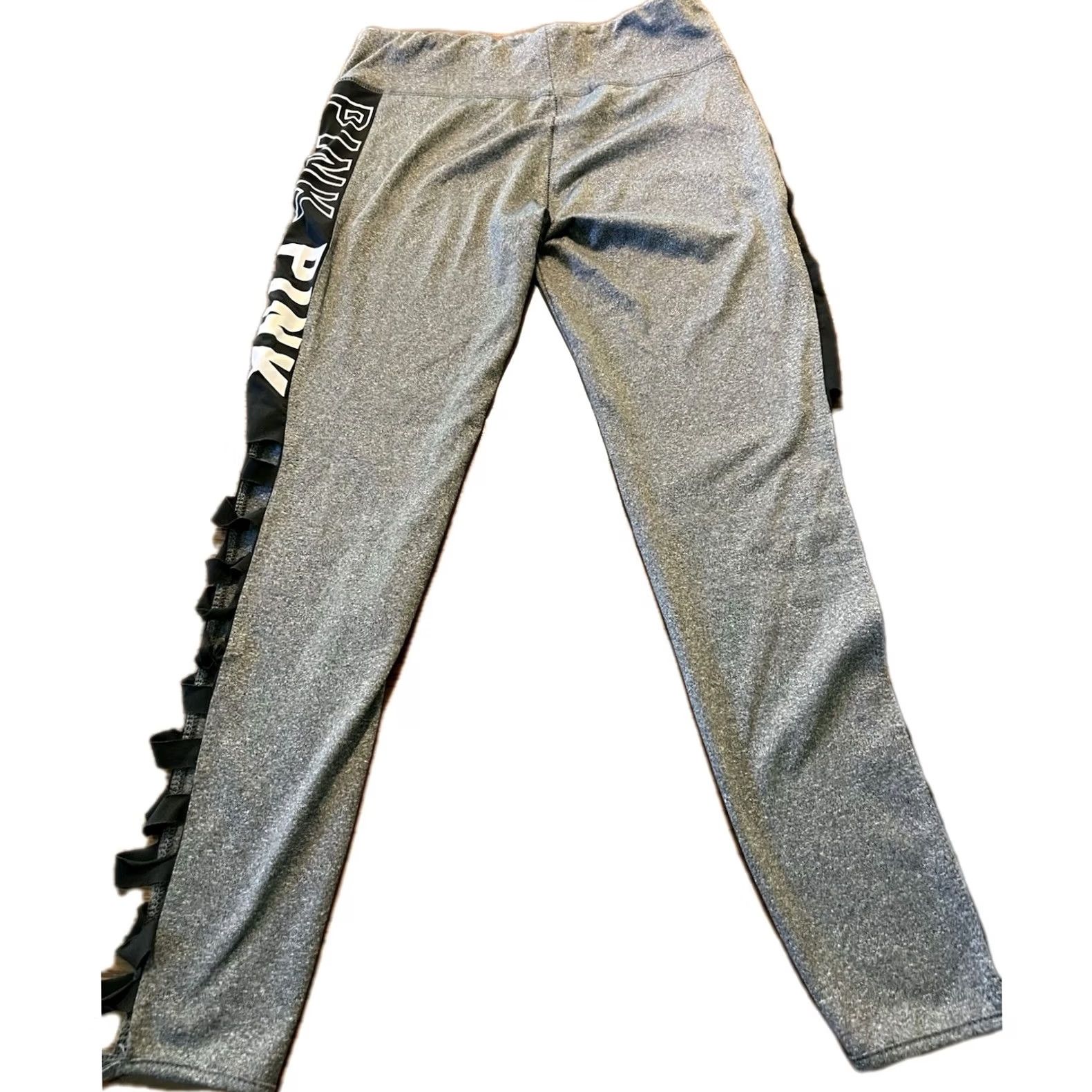 Vintage Victoria's Secret PINK Leggings Womens L Gray Cut Out Se... Size 36" / US 14 / IT 50 - 6 Thumbnail