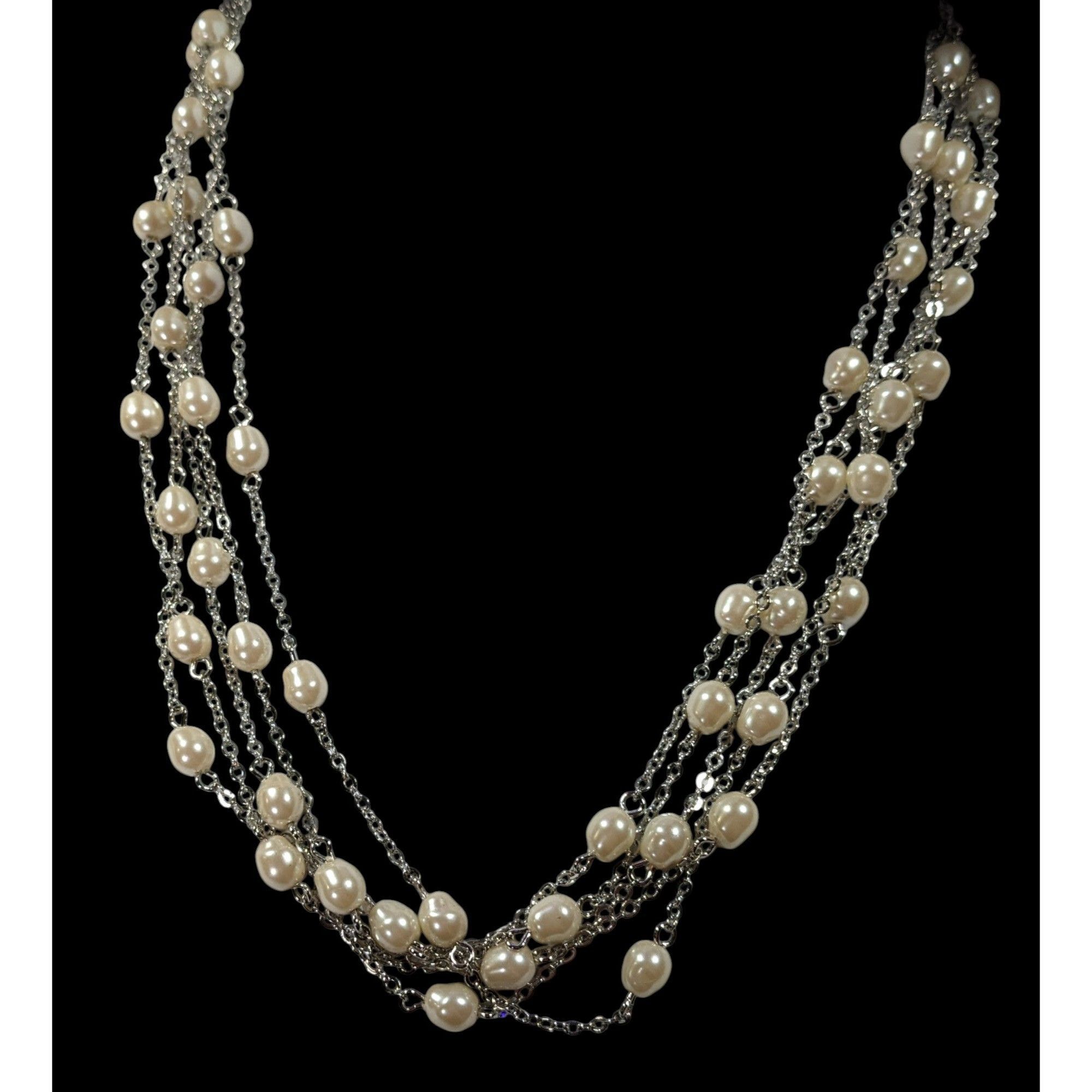 Other Elegant Glam Pearl Beaded Silver Tone Multilayer Necklace Size ONE SIZE - 3 Thumbnail