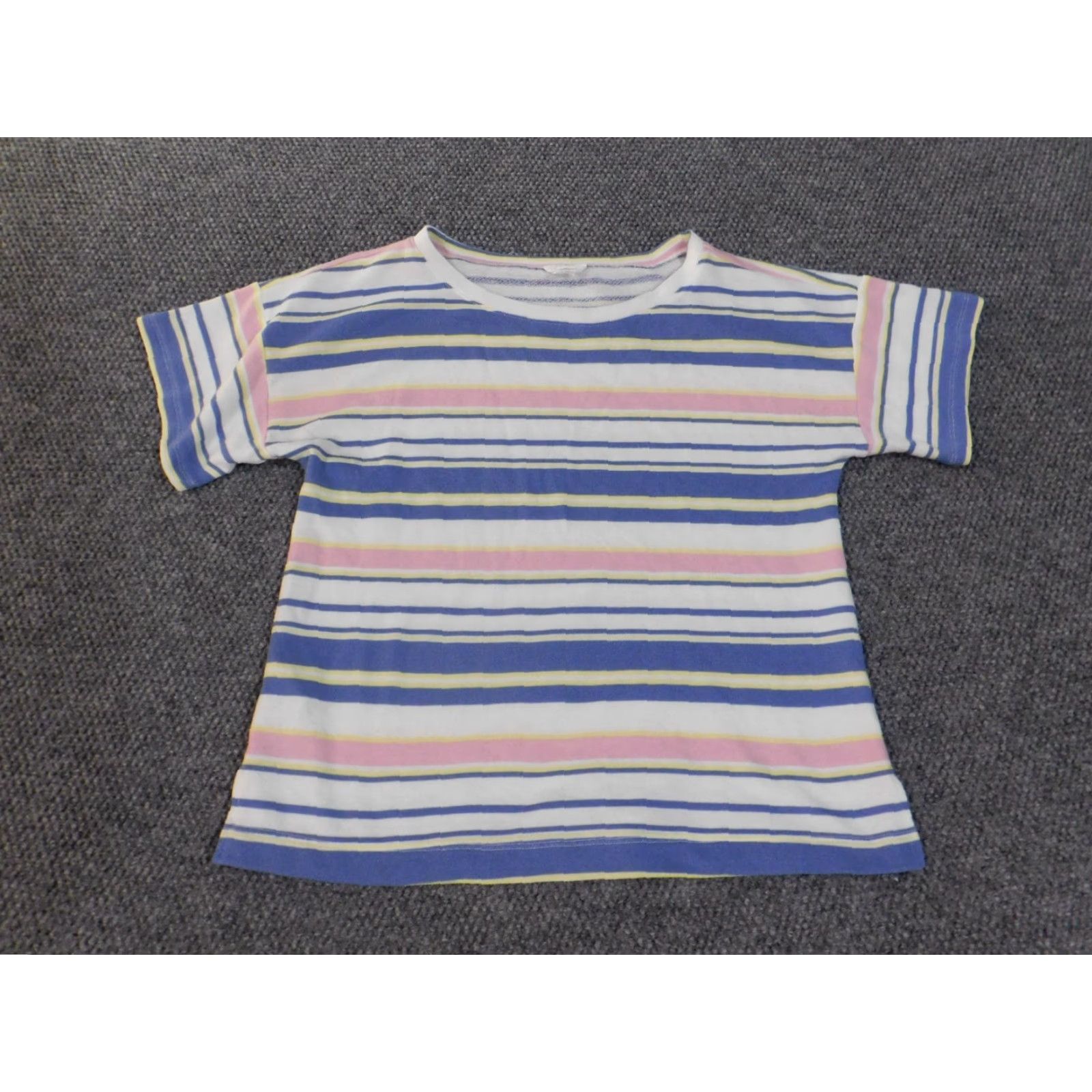 Ann Taylor Ann Taylor Loft Blouse Shirt Womens L Red Striped Knit Polyester Classic Stretch Short Sleeve Pullover Casual Regular Size L / US 10 / IT 46 - 3 Thumbnail