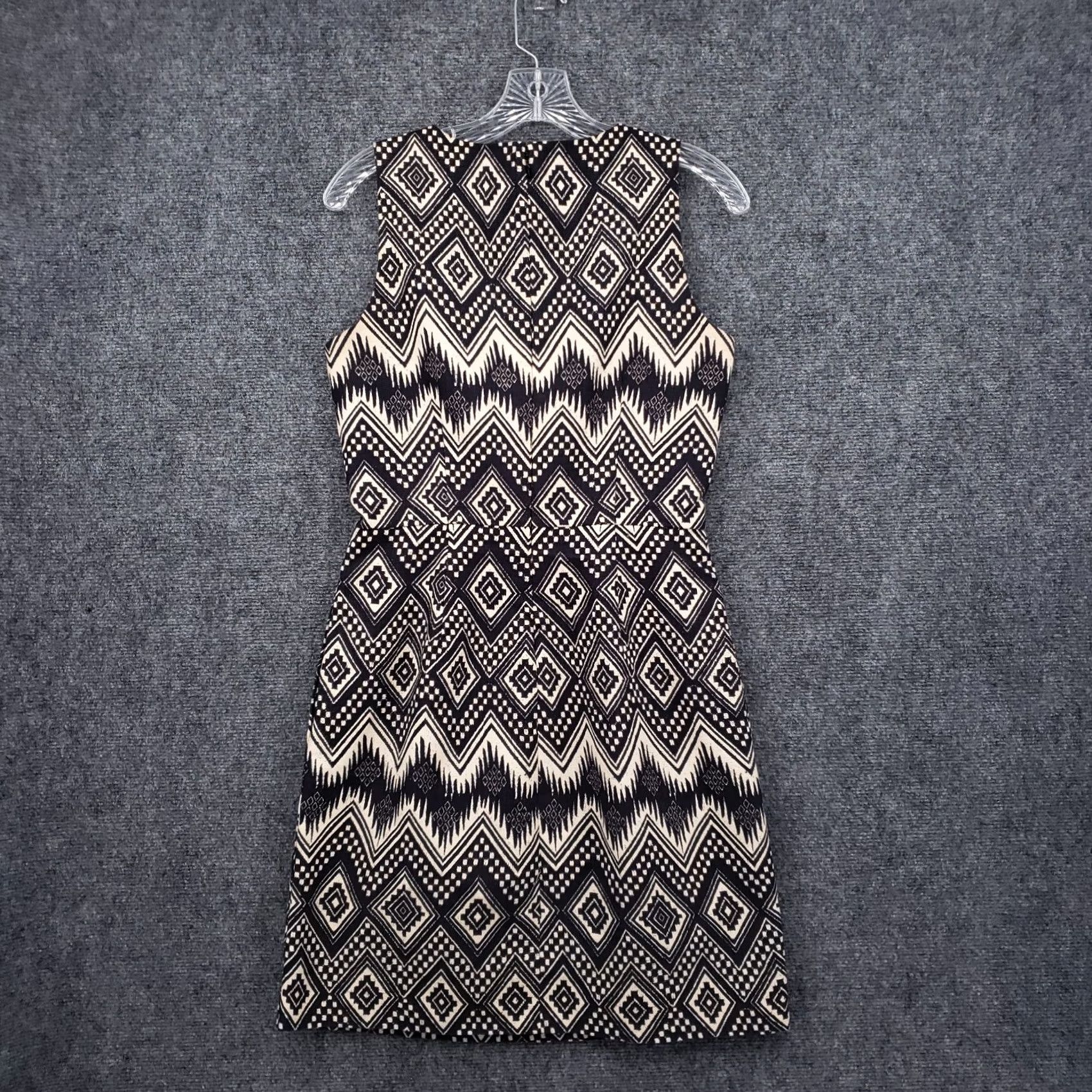 J.Crew J.CREW Dress Womens 2 Black Mini Sheath Tank Sleeveless Aztec Boho Tribal Geometric Pattern Knee Length Casual Party/Cocktail Dress Mens Size XS / US 0-2 / IT 36-38 - 2 Thumbnail