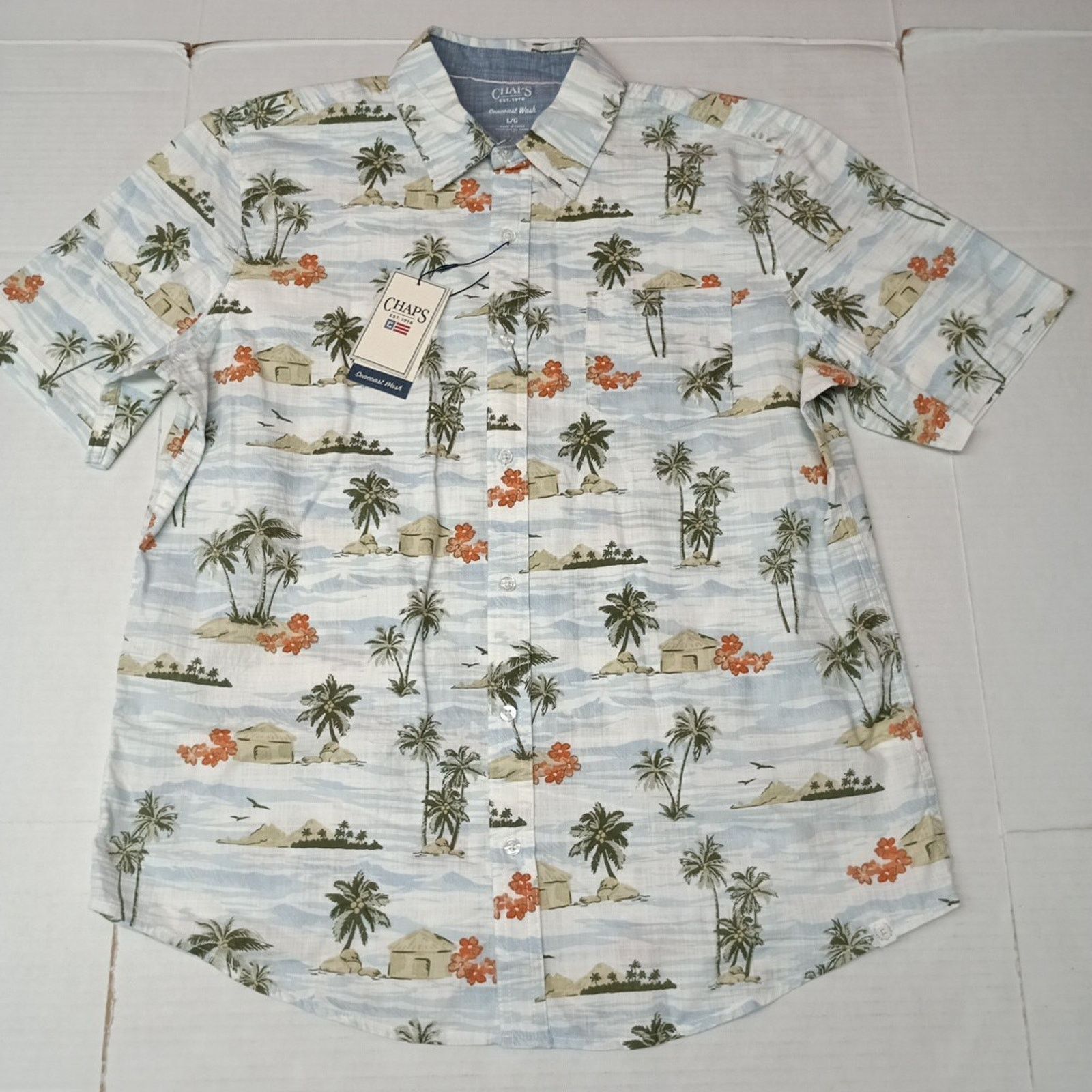 Chaps Chaps Seacoast Wash Chambray Woven Shirt Men's L White Sand Size US L / EU 52-54 / 3 - 1 Thumbnail