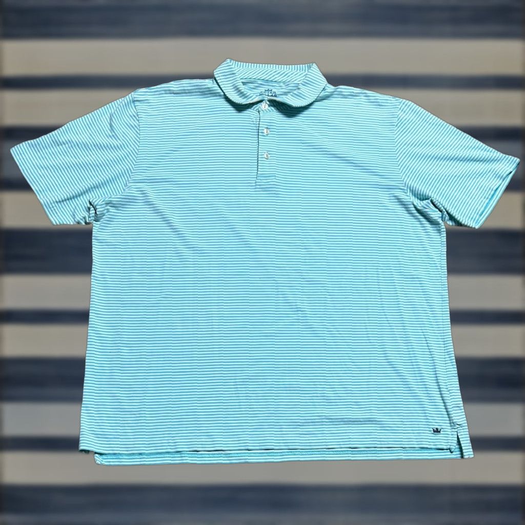Peter Millar Peter Millar Polo Shirt Lot Of 2 Men 2XL Striped Teal & Purple Short Sleeve Polo Shirt Purple Blue Striped Golf Men 2XL Size US XXL / EU 58 / 5 - 1 Thumbnail
