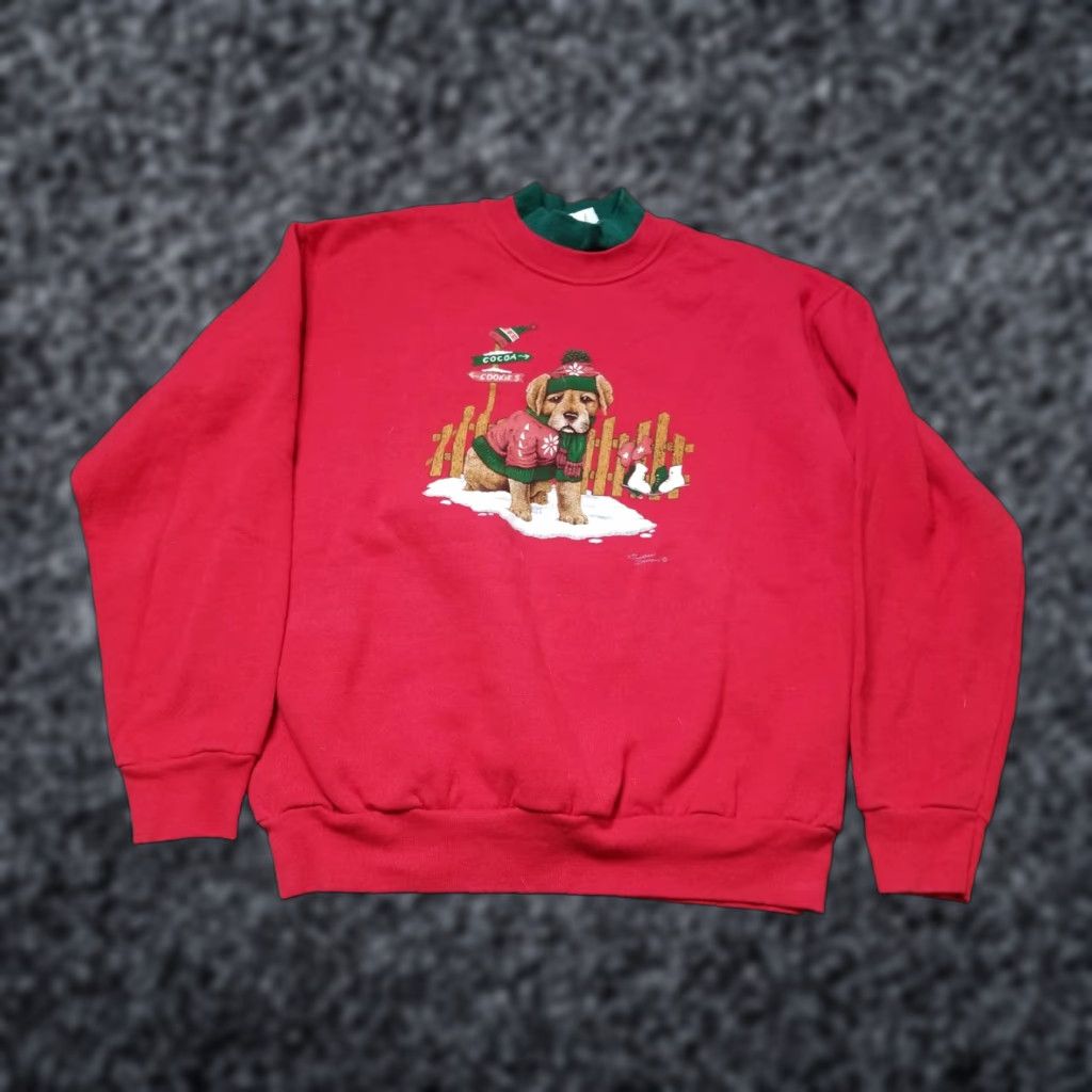 Endless VINTAGE Endless Designs Sweatshirt Pullover Shirt Womens M Red 90s Dog Christmas Puppy Sweatshirt Size M / US 6-8 / IT 42-44 - 1 Thumbnail