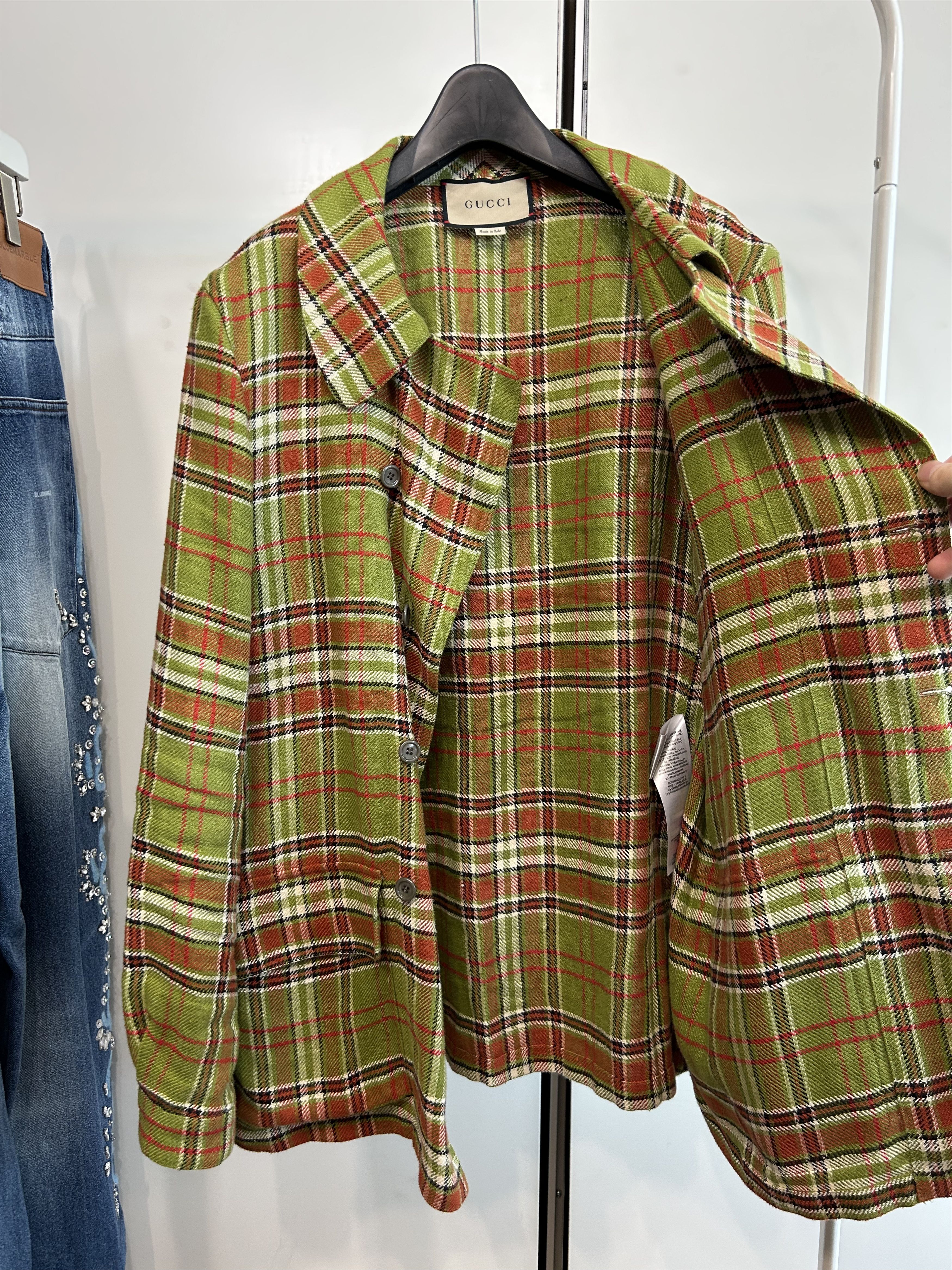 Gucci GUCCI Olive Tartan Double-Breasted Jacket Size US S / EU 44-46 / 1 - 9 Thumbnail