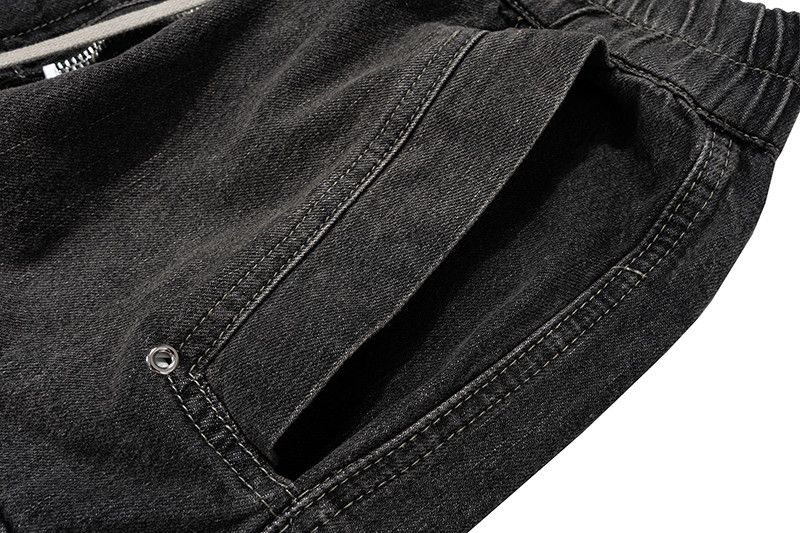 Designer × Japanese Brand × Jean Black Electric Thunder Drawstring Elastic Baggy Cargo Jeans Size US 33 - 7 Thumbnail