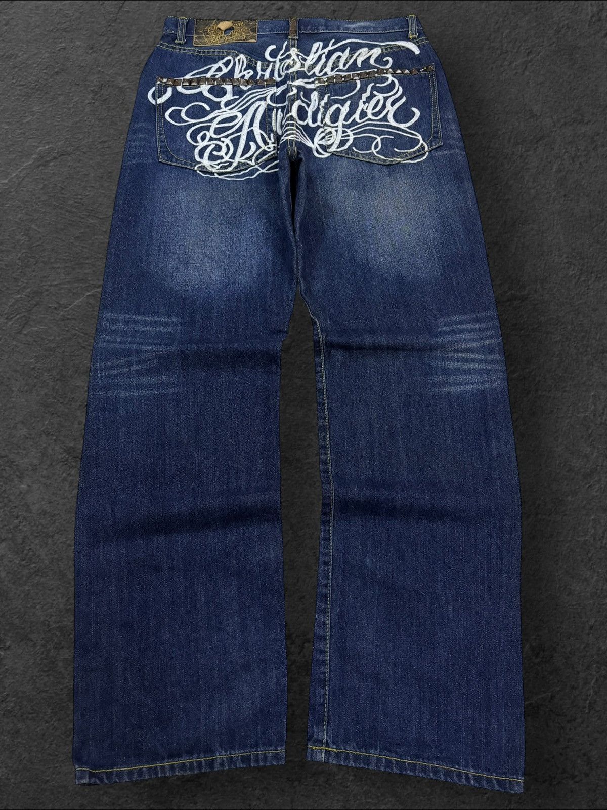 Christian Audigier Vtg Ed Hardy Christian Audigier Embroidered Studded Jeans Size US 32 / EU 48 - 1 Thumbnail