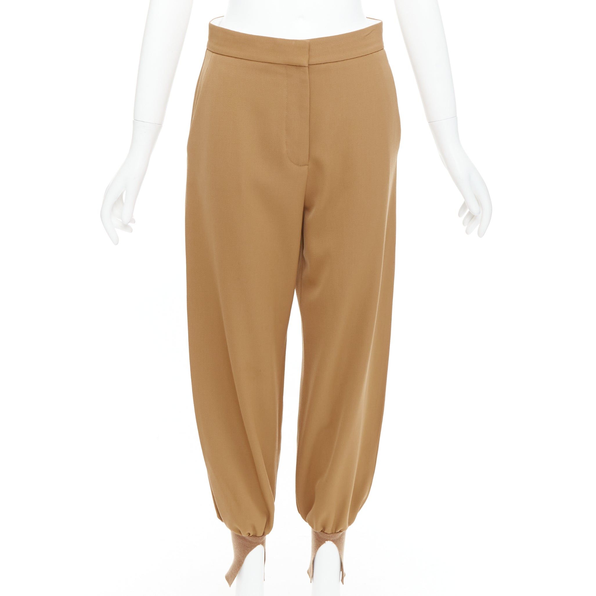 Stella McCartney STELLA MCCARTNEY camel ribbed hem balloon tapered pants IT36 XXS Size 25" / US 0 / IT 36 - 1 Thumbnail