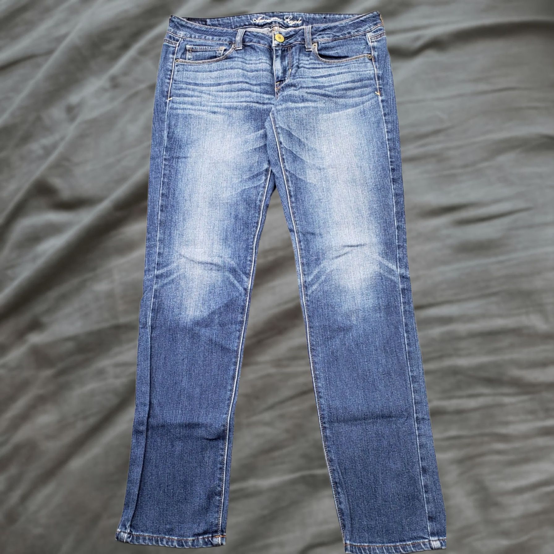 American Eagle Outfitters American Eagle Outfitters Skinny Jeans Womens 6 Blue Denim Stretch Whiskered Size 28" / US 6 / IT 42 - 1 Thumbnail