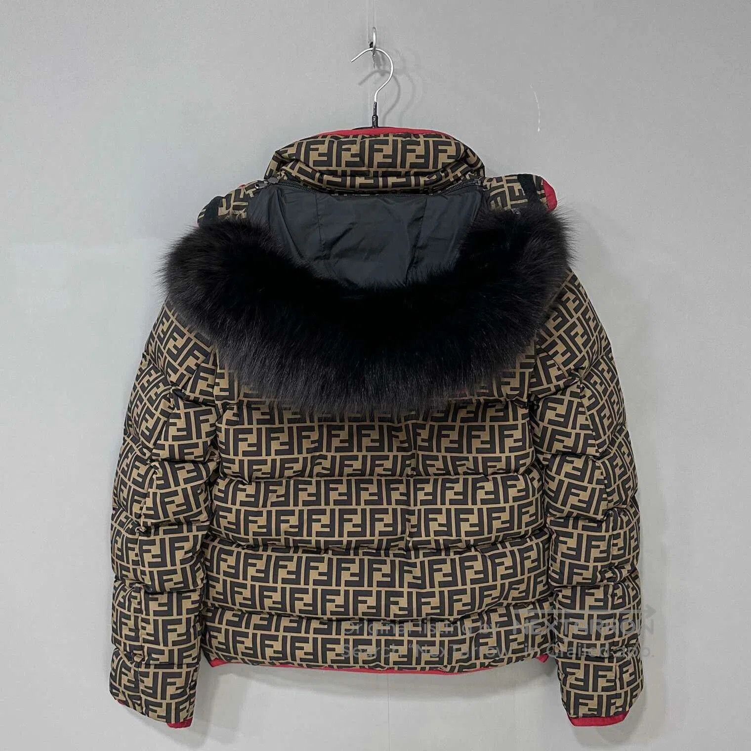 Fendi fendi double f print down jacket with fur collar. Size US L / EU 52-54 / 3 - 5 Thumbnail