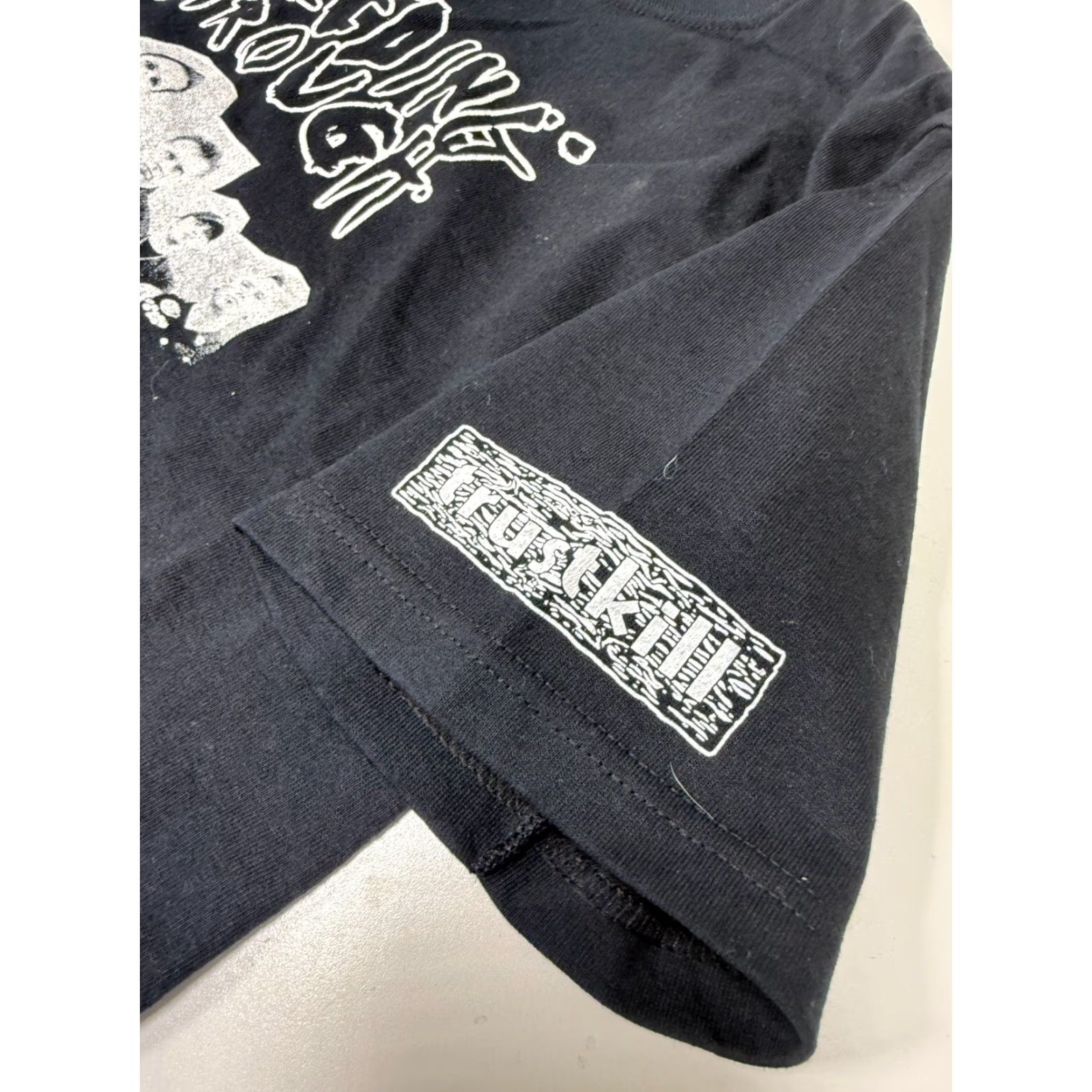 Anvil VINTAGE Trustkill Promotional T-Shirt BLEEDING THROUGH Black Short Sleeve Size S Mens Regular Cotton 90s Concert Rare Size US S / EU 44-46 / 1 - 7 Thumbnail