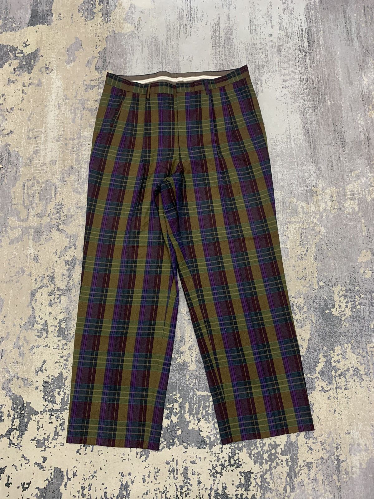 image of Comme Des Garcons Vintage Streetwear Plaid Chekered Pants 35X28, Men's