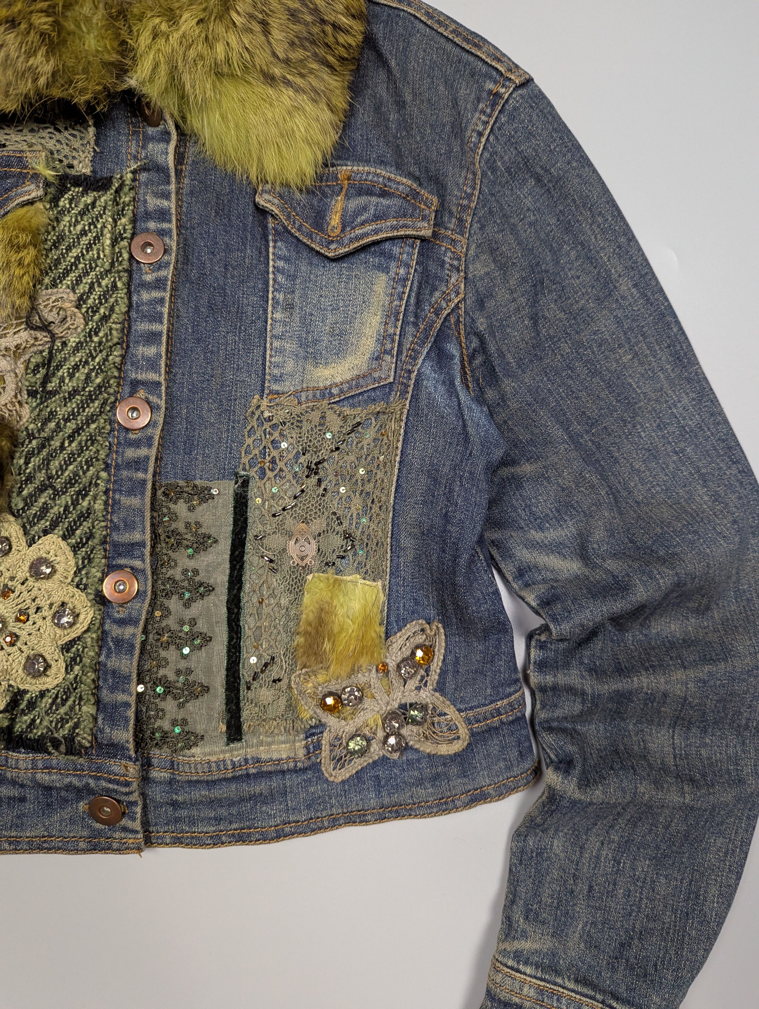 Hysteric Glamour Y2K Boho Denim Jacket S/M Faux Fur Collar Size S / US 4 / IT 40 - 5 Thumbnail