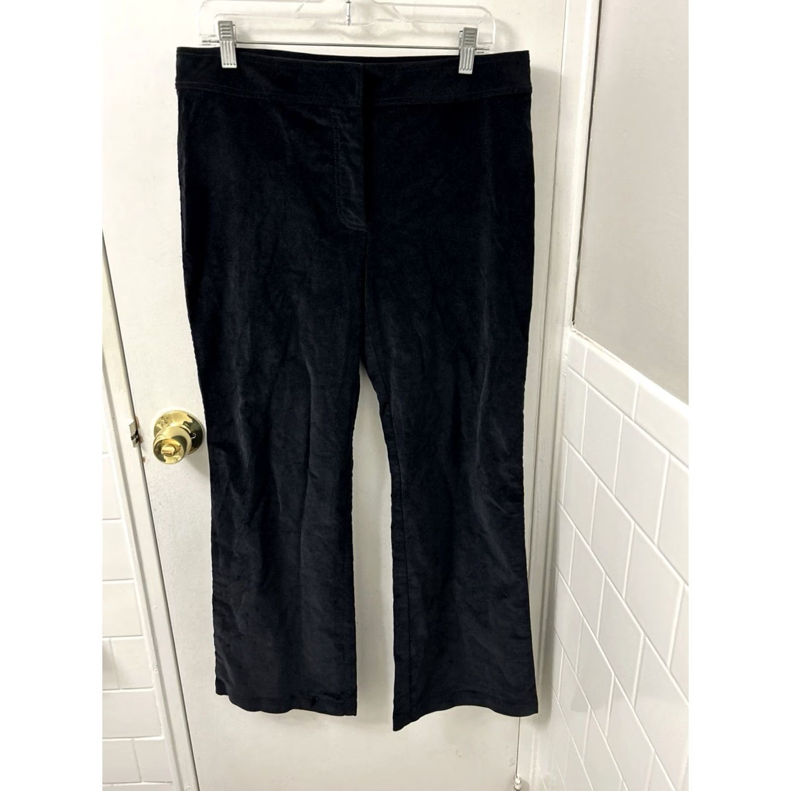 Vintage J Crew Corduroy Pants Womens 12 34x31 Black Boot Cut Stretch Fine Wale Dress Pants Casual Workwear Straight Pockets Regular Mens? Womens Size 34" / US 12 / IT 48 - 2 Thumbnail