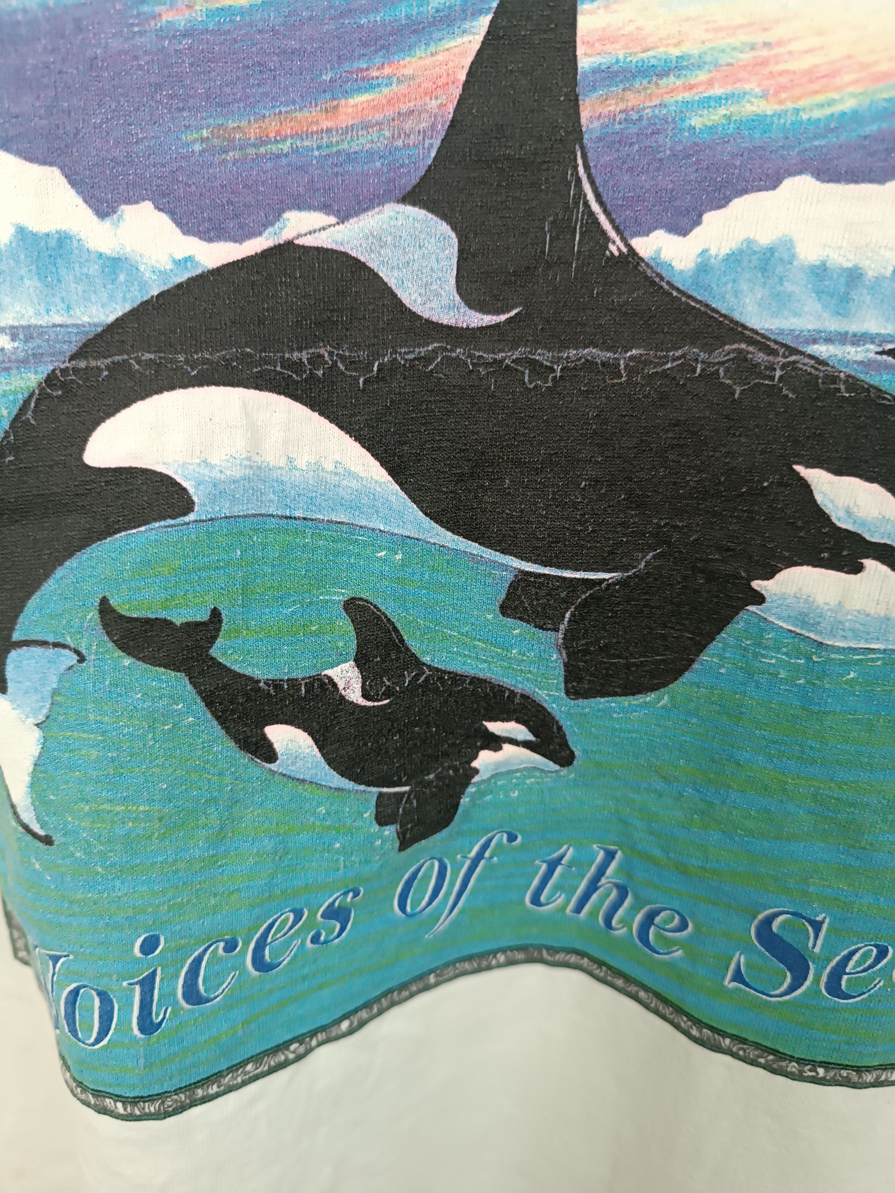 Vintage VINTAGE '94 VOICES OF THE SEA ORCA TEE FREE WILLY WHALE FISH Size US XL / EU 56 / 4 - 13 Thumbnail