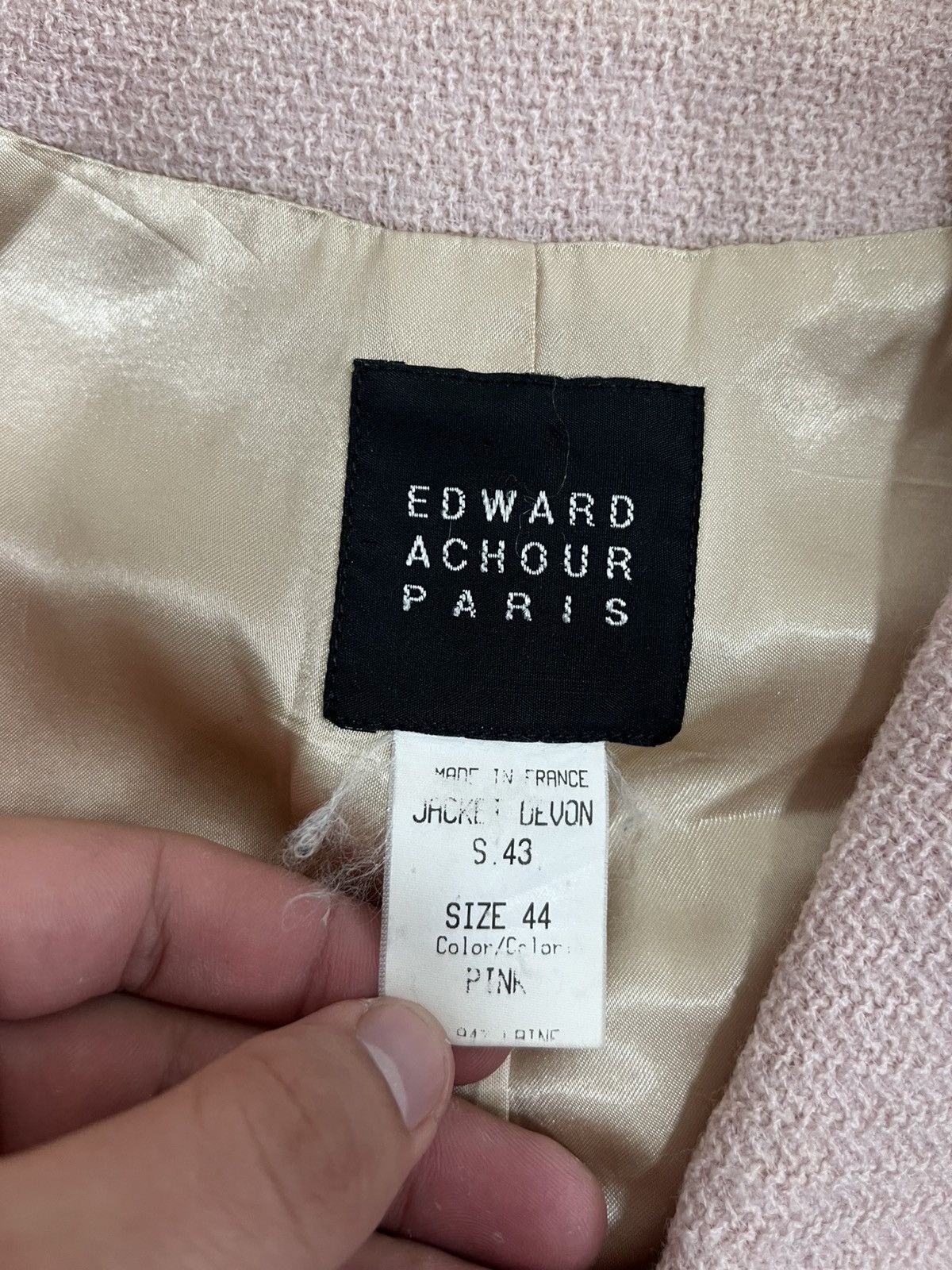 Other Edward Achour Paris Pastel Pink Tweed Jacket Size L FR 44 Size L / US 10 / IT 46 - 2 Thumbnail