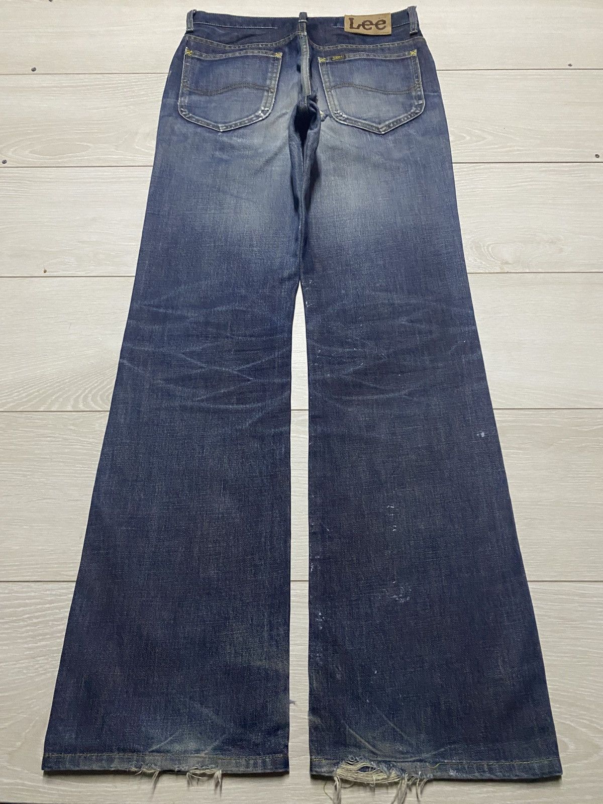 Number (N)ine Vintage Lee Riders Splatter Effect Paint Flare Repair Jeans Size US 29 - 2 Thumbnail