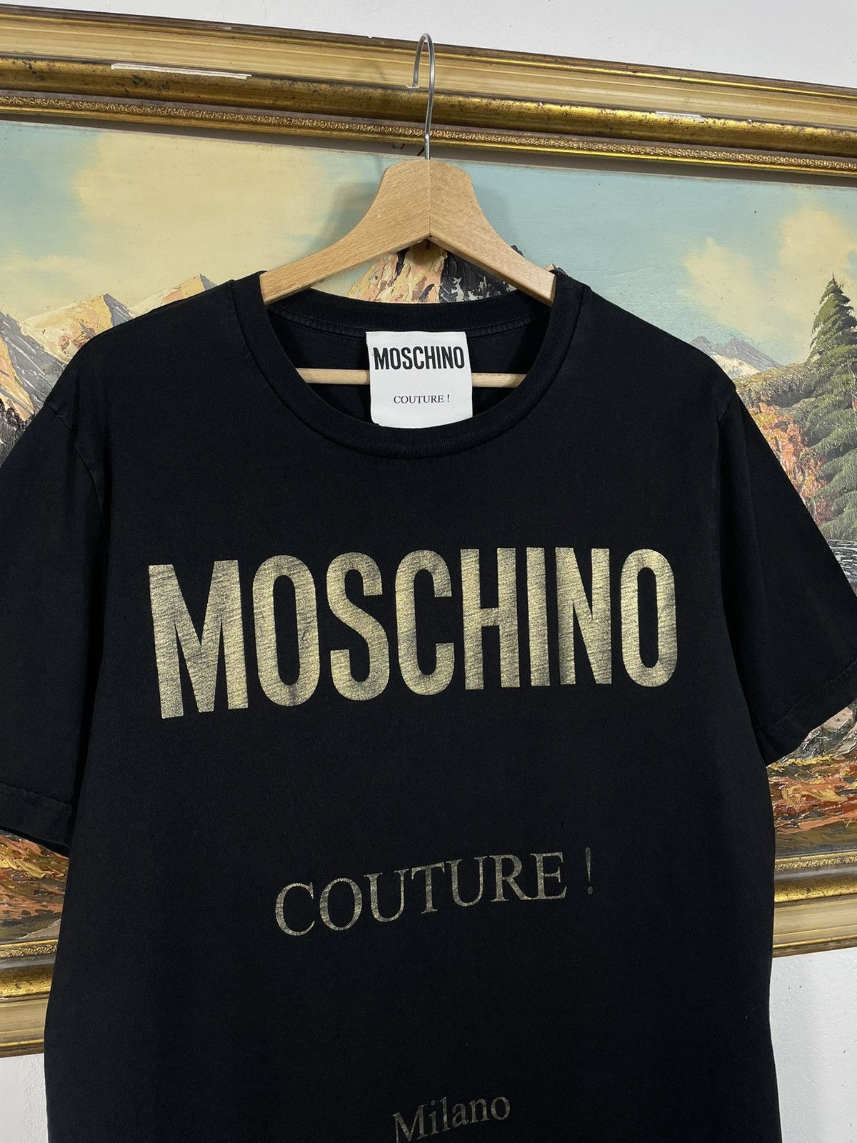 Designer × Moschino Moschino Couture Big Logo Black T-shirt Tee Luxury Designer Size US M / EU 48-50 / 2 - 5 Thumbnail