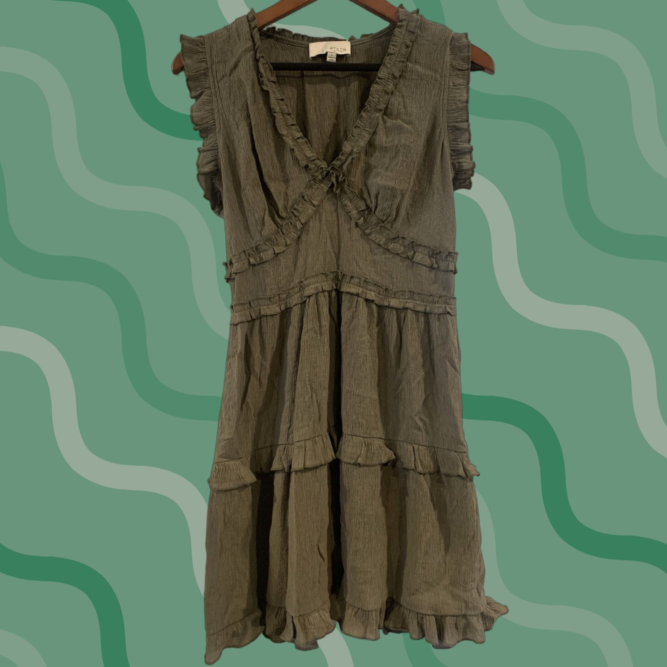 Vintage PINCH Green Mini Dress Tiered Sleeveless L Women Casual Party/Cocktail Short Dress Womens Size L / US 10 / IT 46 - 1 Thumbnail