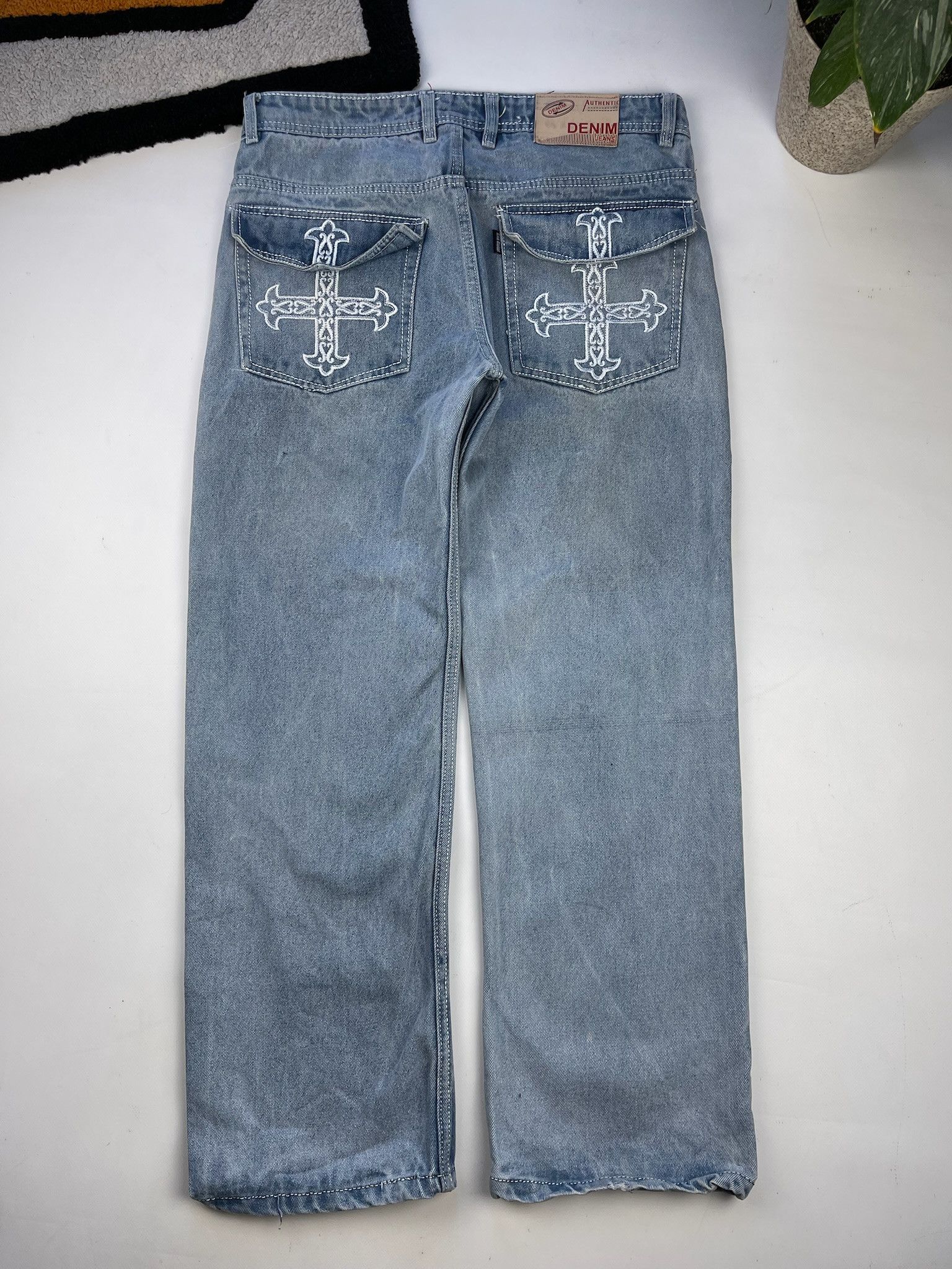 Affliction Crazy vintage y2k baggy faded cross jeans Ed hardy style Size US 34 / EU 50 - 9 Thumbnail