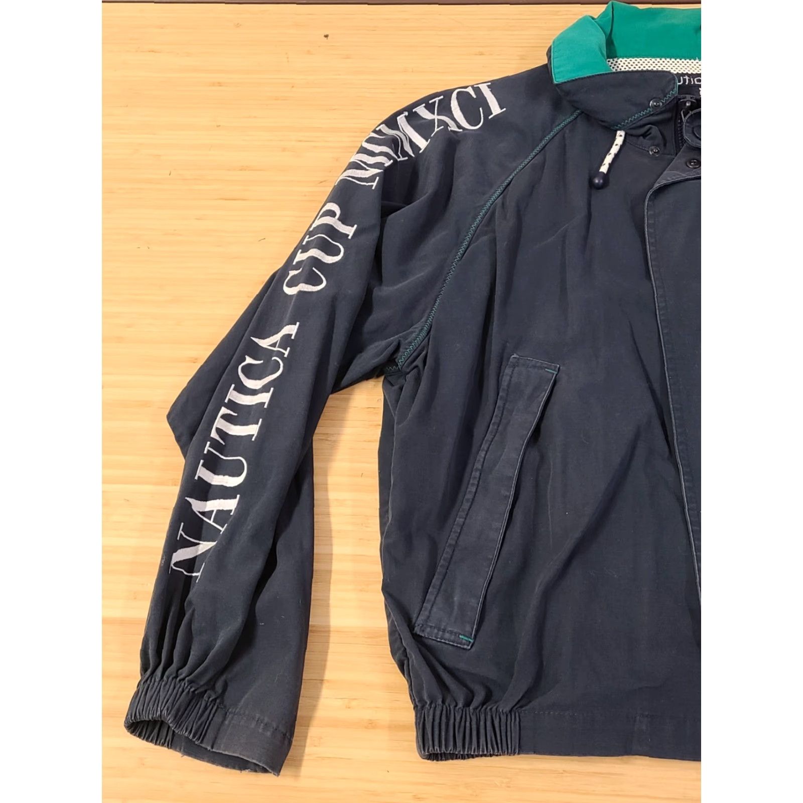 Nautica VINTAGE Nautica World Sailing Championship Spell Out Bomber Jacket Mens M Blue Embroidered Logo Hooded Zip Snap Streetwear 90s Size US M / EU 48-50 / 2 - 4 Thumbnail