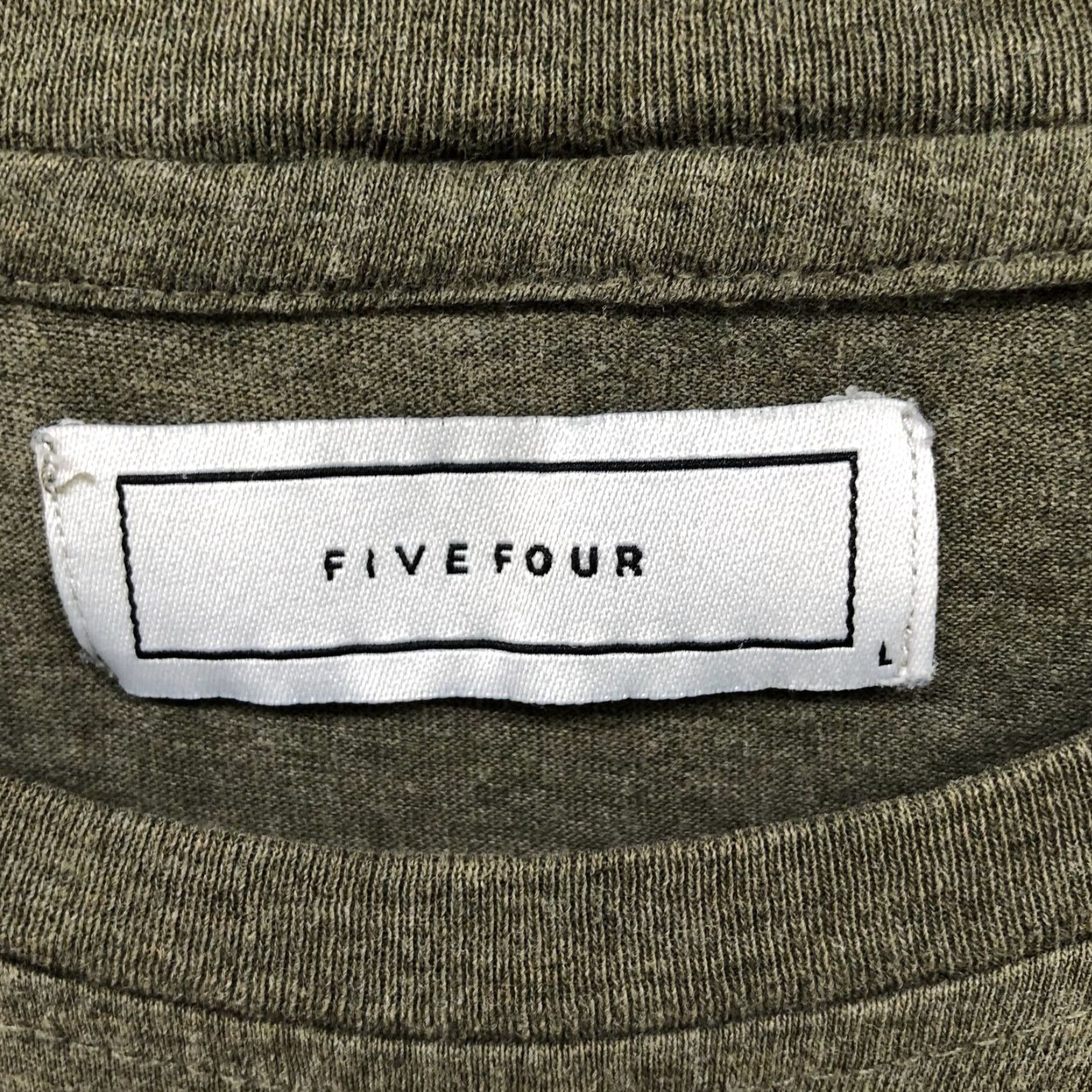 Olive Five Four T Shirt Mens L Short Sleeve Olive Green Crewneck Solid Knit Cotton Short Sleeve Mens L Green Size US L / EU 52-54 / 3 - 6 Thumbnail