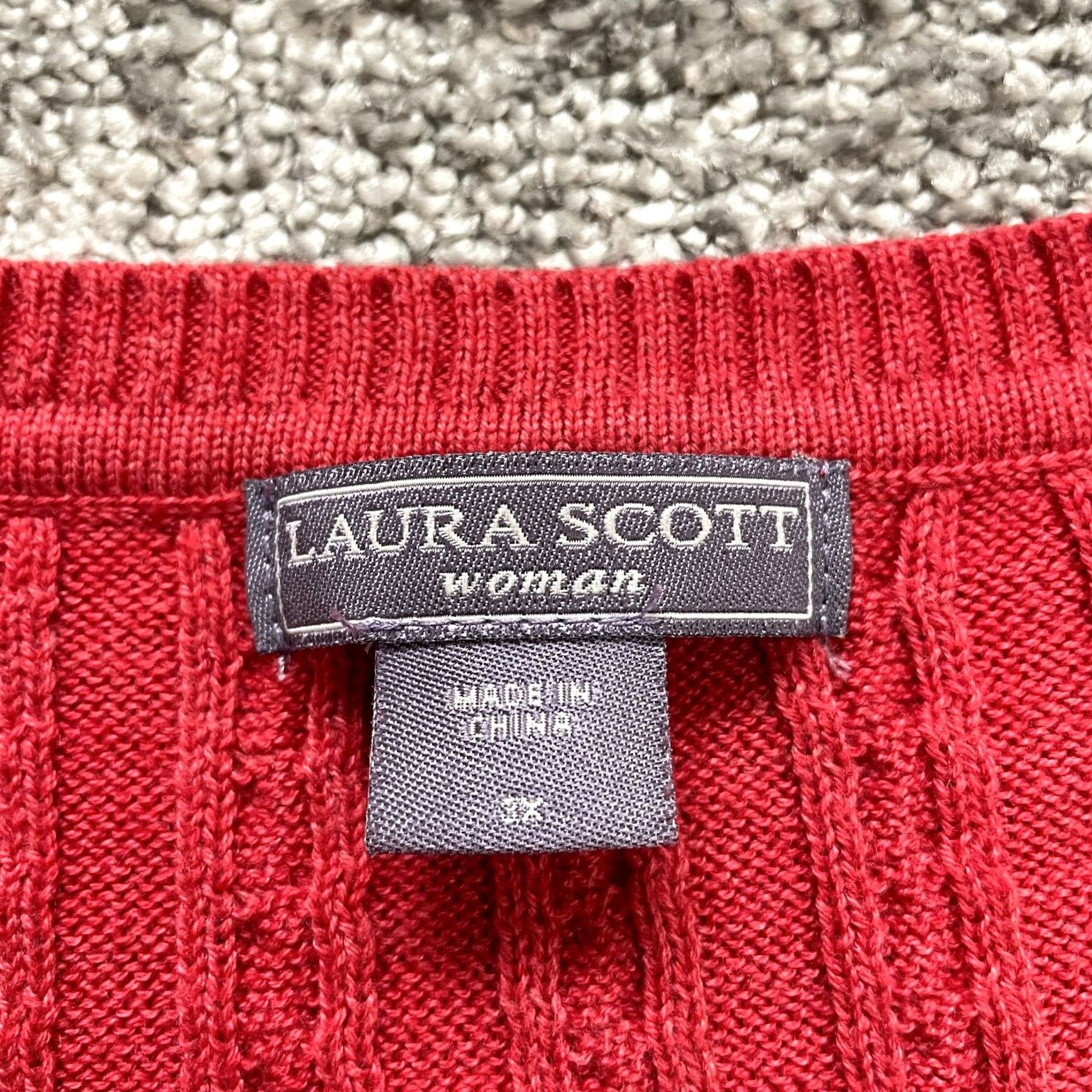 Vintage VINTAGE Laura Scott Sweater Womens Plus 3X Pink V Neck Pullover Cable Knit Sweatshirt Size XXL / US 16-18 / IT 52-54 - 7 Thumbnail
