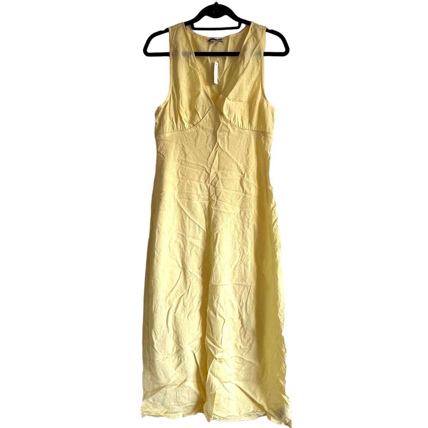 Madewell Madewell Ariana Midi viscose dress size 10 yellow v-neck Size L / US 10 / IT 46 - 2 Thumbnail