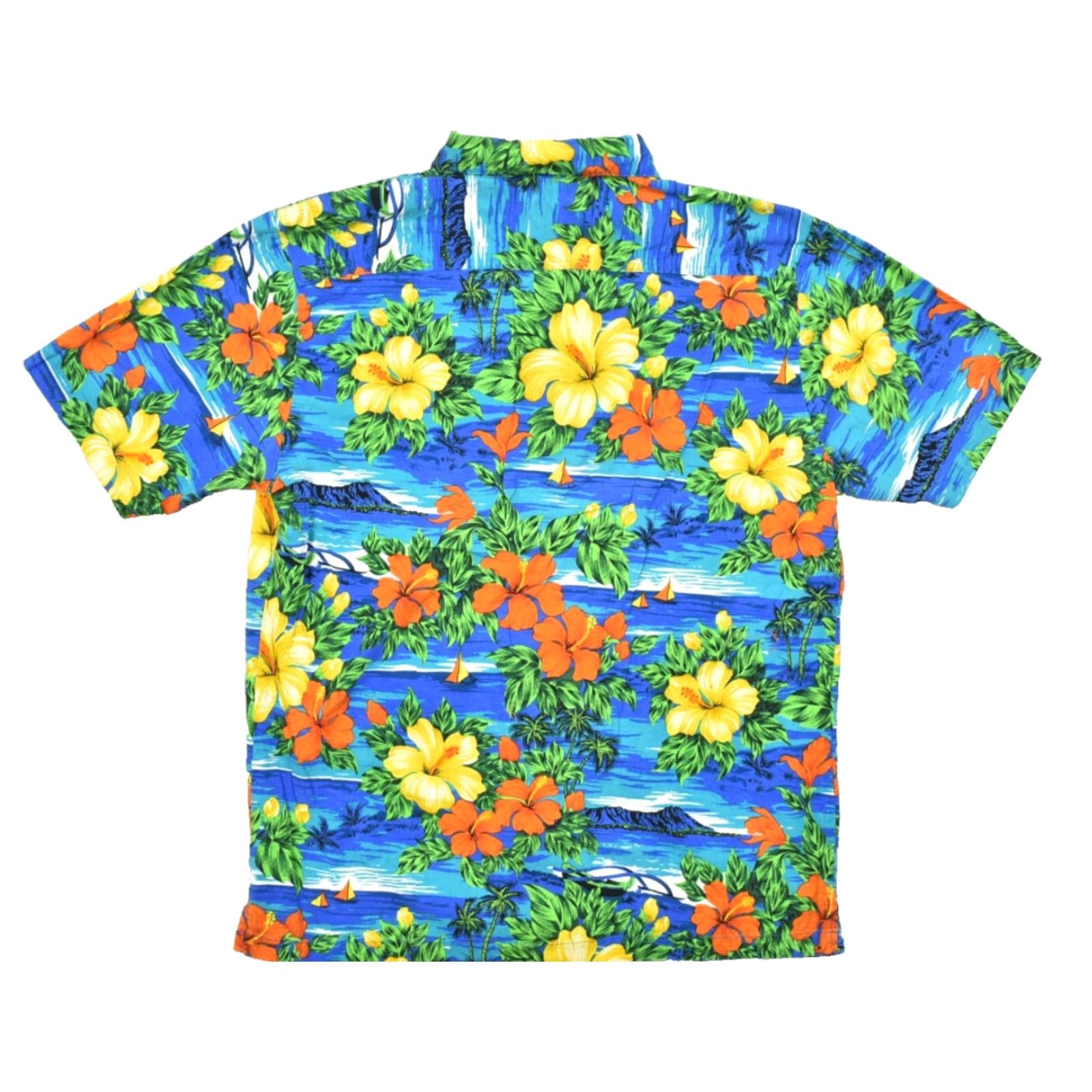 Vintage WE-AR Squish Wear Men's L Blue Hawaiian Shirt Hibiscus Floral Cotton Button-Up Short Sleeve Collared Casual Summer Spring Size US L / EU 52-54 / 3 - 2 Thumbnail