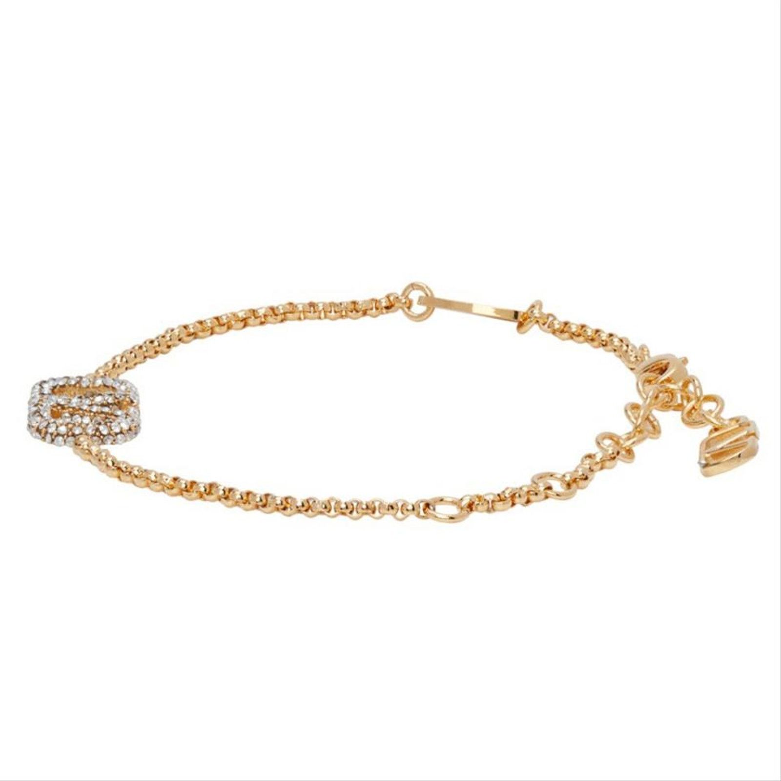 Valentino Valentino Garavani VLOGO Crystal Gold Tone Bracelet Size ONE SIZE - 2 Thumbnail