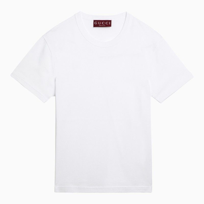 image of Gucci White Cotton Crew-Neck T-Shirt With Web Detail, Women's (Size XL)