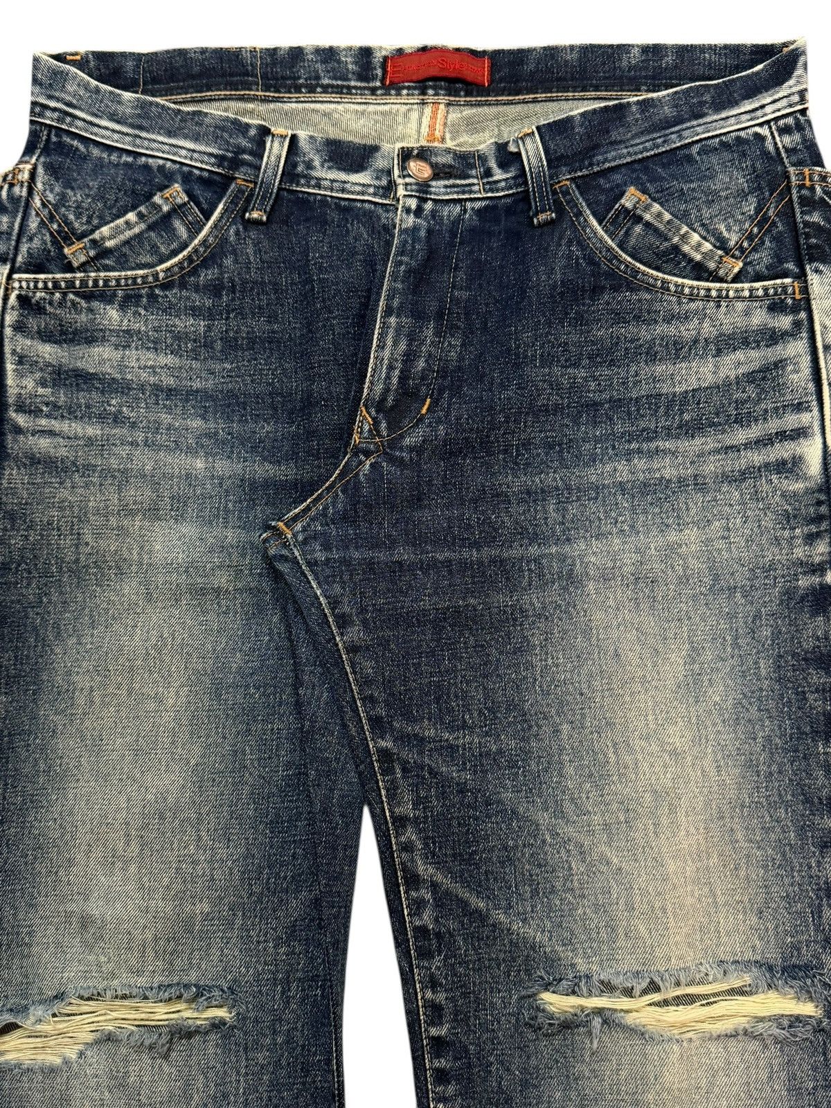 Edwin Vintage 90s Edwin E-Function Blue Faded Wash Distress Loose Size US 36 / EU 52 - 3 Thumbnail