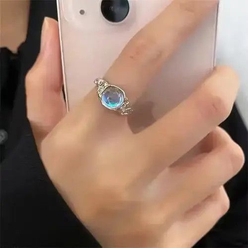 Jewelry × Vintage Electro Ring Crystal Stone Silver Abstract Star Pop Fantasy Size ONE SIZE - 2 Thumbnail