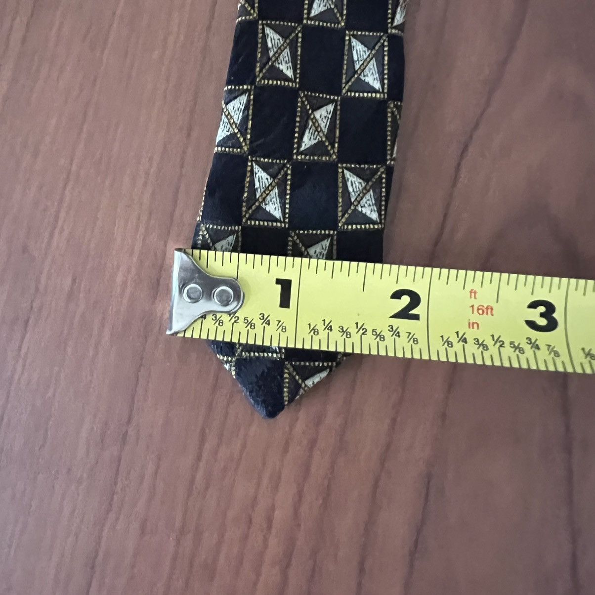 Valentino Valentino Men's Necktie Handmade Italy Silk Gold Black Geo Size ONE SIZE - 11 Thumbnail