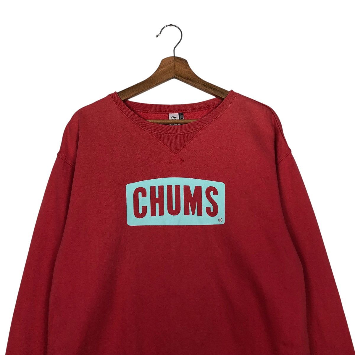 Japanese Brand CHUMS Bold Front Logo Red Crewneck Size US L / EU 52-54 / 3 - 4 Thumbnail
