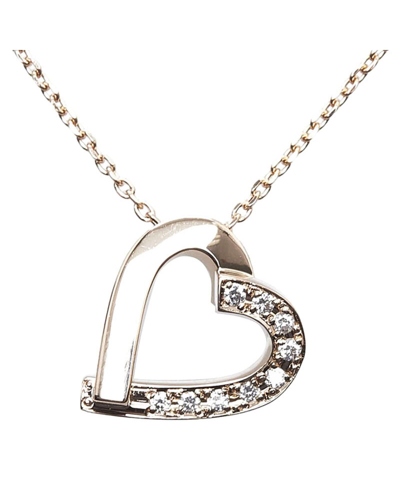 image of 18K Gold Diamond Heart Pendant Necklace in Rose Gold, Women's