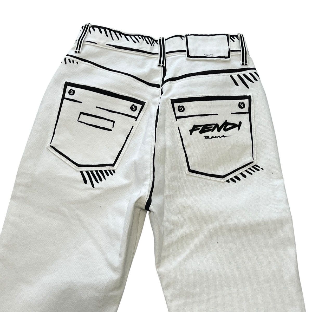 Fendi FENDI × Joshua Vides 2020 Trompe-l’œil White Denim Pants Size 26" / US 2 / IT 38 - 14 Thumbnail