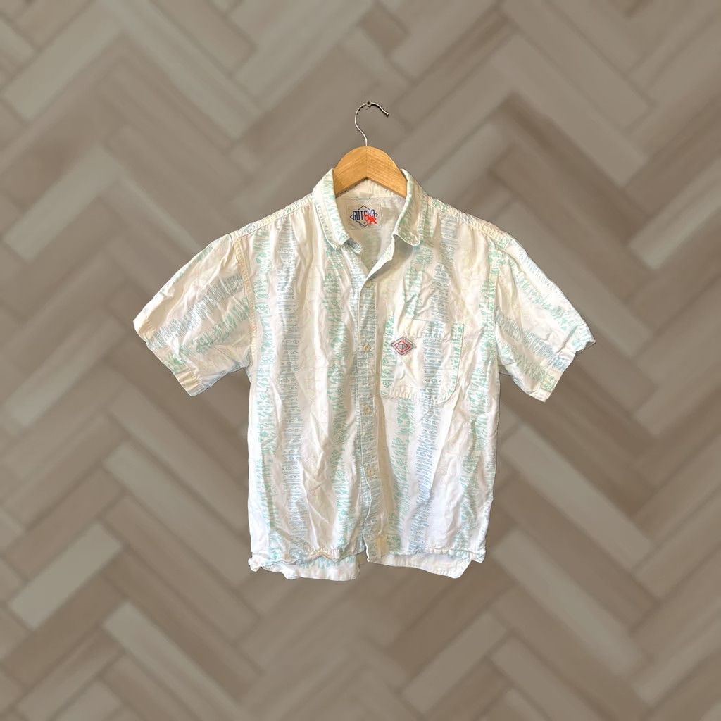 Gotcha VINTAGE Gotcha Mens Shirt White Short Sleeve Striped Pattern Button-Up M Size US 31 - 1 Thumbnail