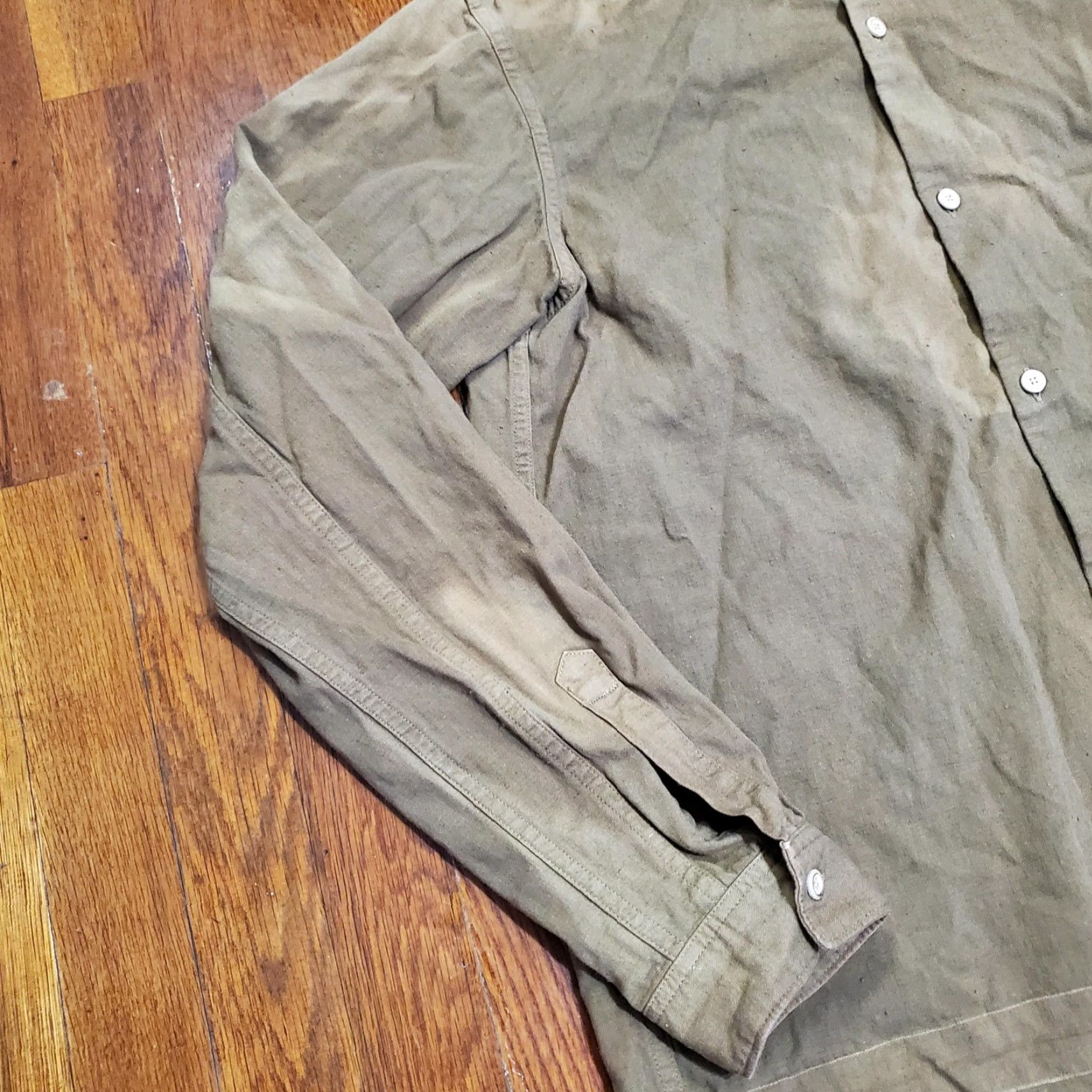 Visvim Visvim Shirt Mens 42 Green Cotton Linen Button Front Long Sleeve Made Japan Size US XL / EU 56 / 4 - 3 Thumbnail