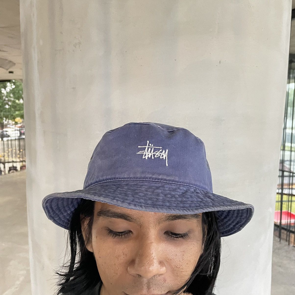 image of 90's Stussy Bucket Hat in Navy, Men's