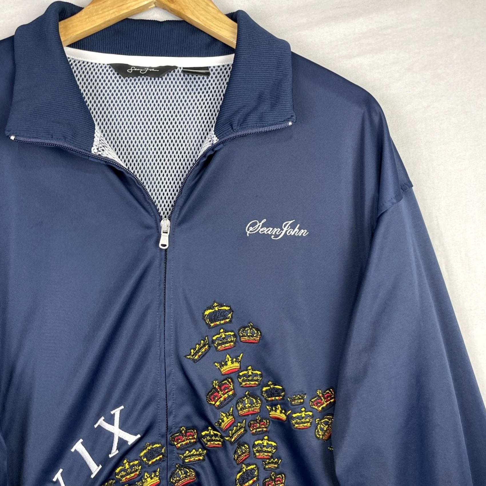 Sean John Sean John Track Jacket Mens XL Navy Blue Zip Up Baggy Streetwear Crown Y2K Size US XL / EU 56 / 4 - 4 Thumbnail