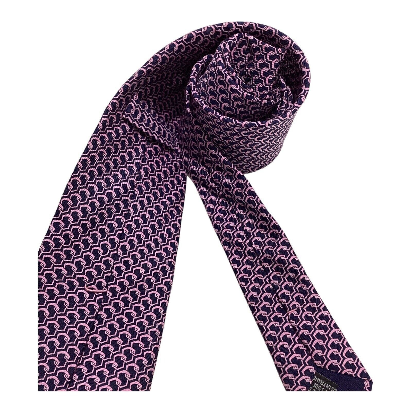 Patek Philippe PATEK PHILIPPE Blue Pink Geometric Luxury Designer Silk Tie Size ONE SIZE - 3 Thumbnail