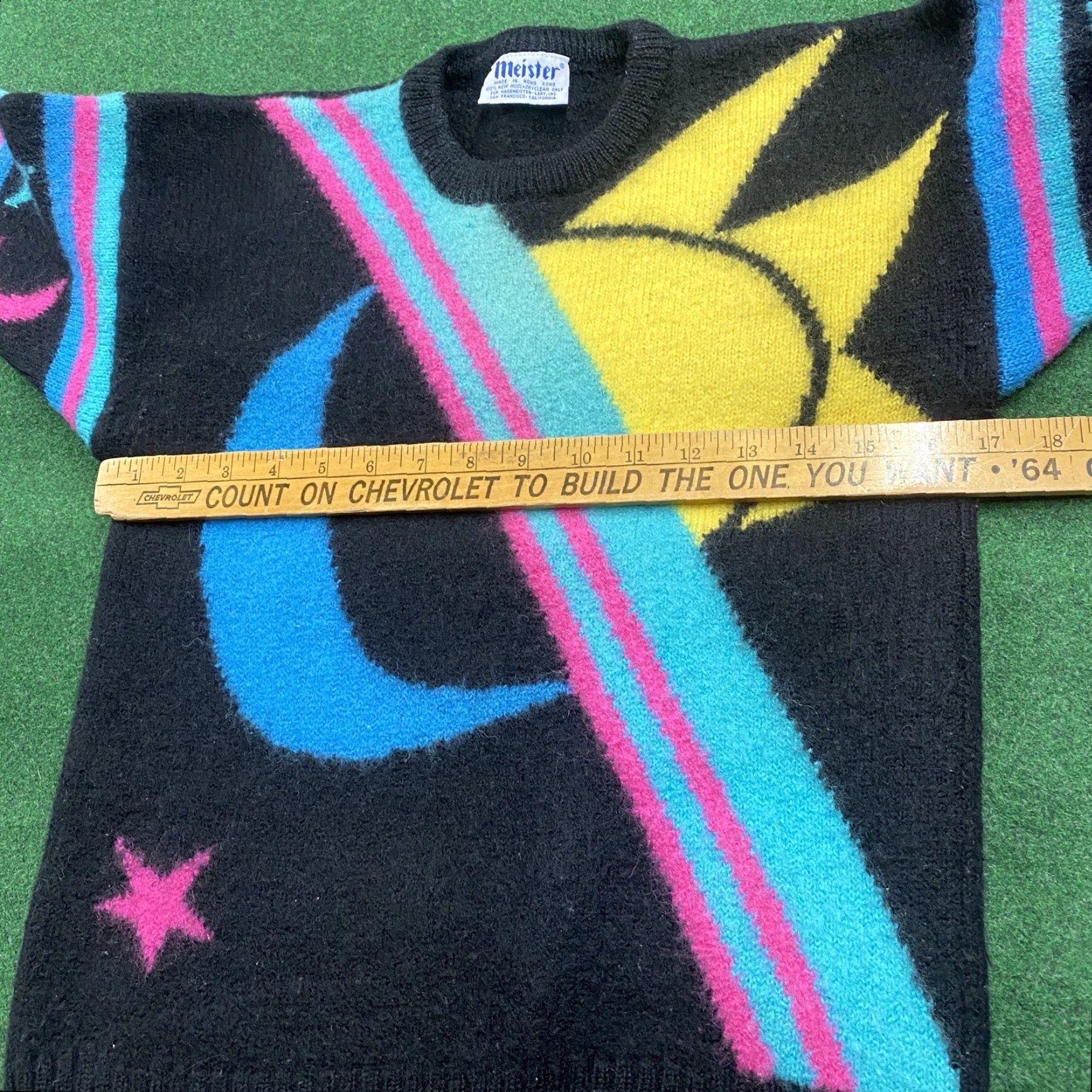 Vintage VINTAGE MEISTER Wool Sweatshirt Mens XS Black 90S Sun Moon Space Knit Crew Neck Pullover Size US XS / EU 42 / 0 - 5 Thumbnail