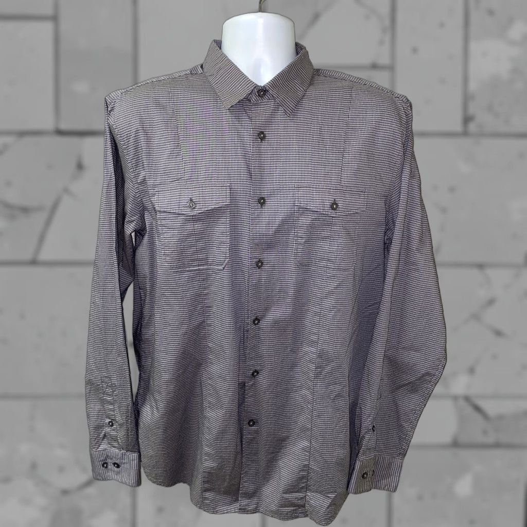 John Varvatos John Varvatos Men's Casual Cotton Checkered Long Sleeve Button-Up Shirt Size L Gray Size US L / EU 52-54 / 3 - 1 Thumbnail