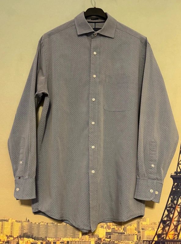 Tommy Hilfiger Tommy Hilfiger Blue Polka Dot Cotton Regular Fit Shirt M Size US M / EU 48-50 / 2 - 5 Thumbnail