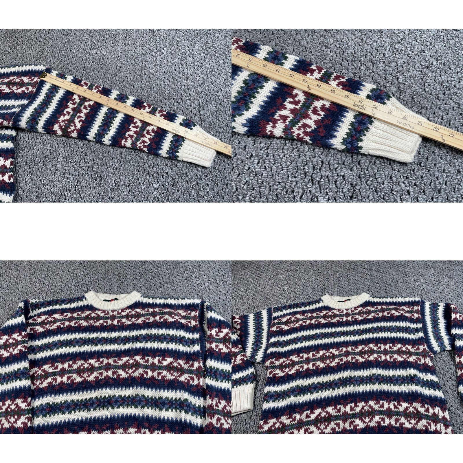 Vintage VINTAGE 90s Chunky Knit Geometric Pattern Sweater Adult Medium Beige Heavyweight Casual Mens Size US M / EU 48-50 / 2 - 8 Thumbnail