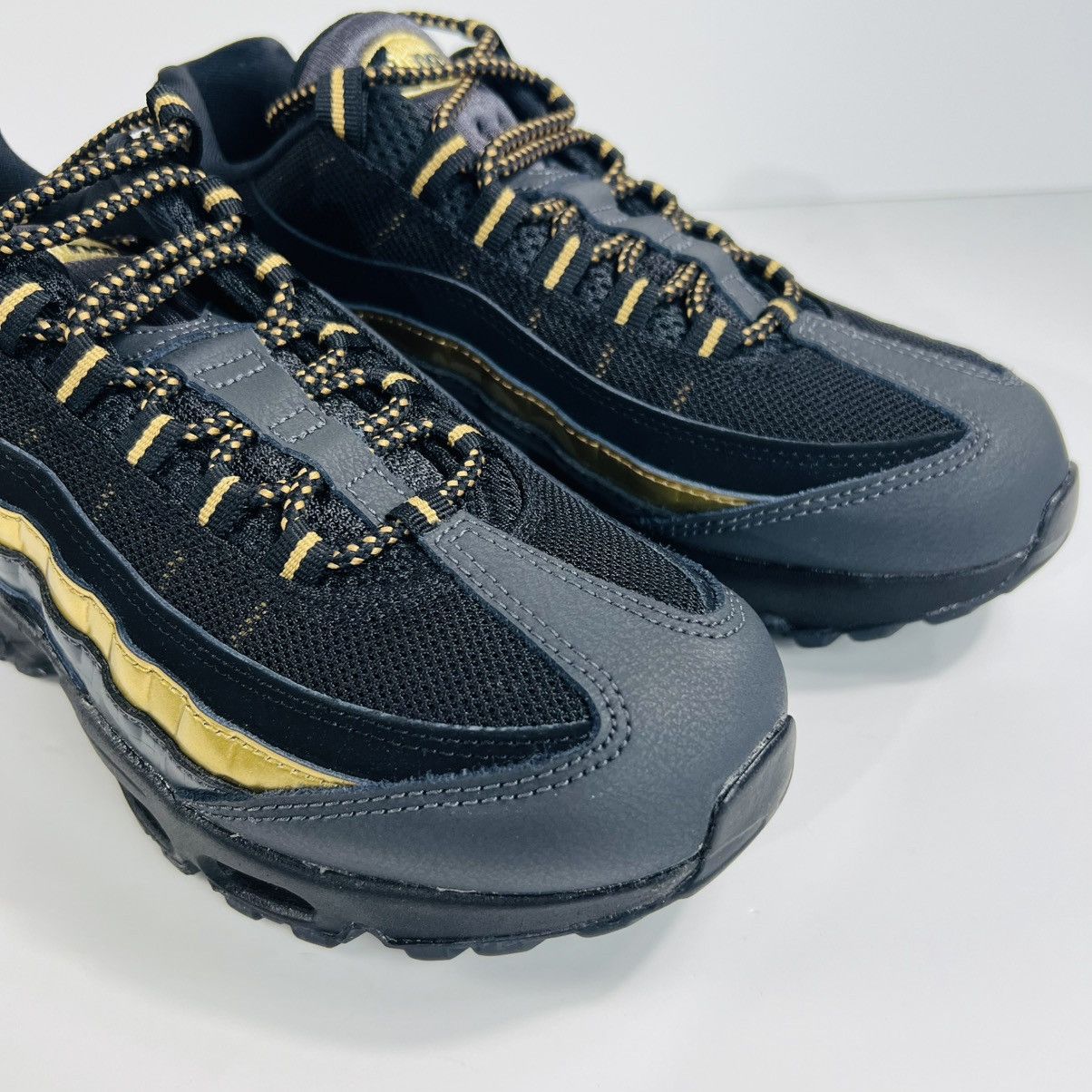 Nike Mens Size 6.5 - Nike Air Max 95 PRM Black Gold Shoes Size US 6.5 / EU 39-40 - 10 Thumbnail