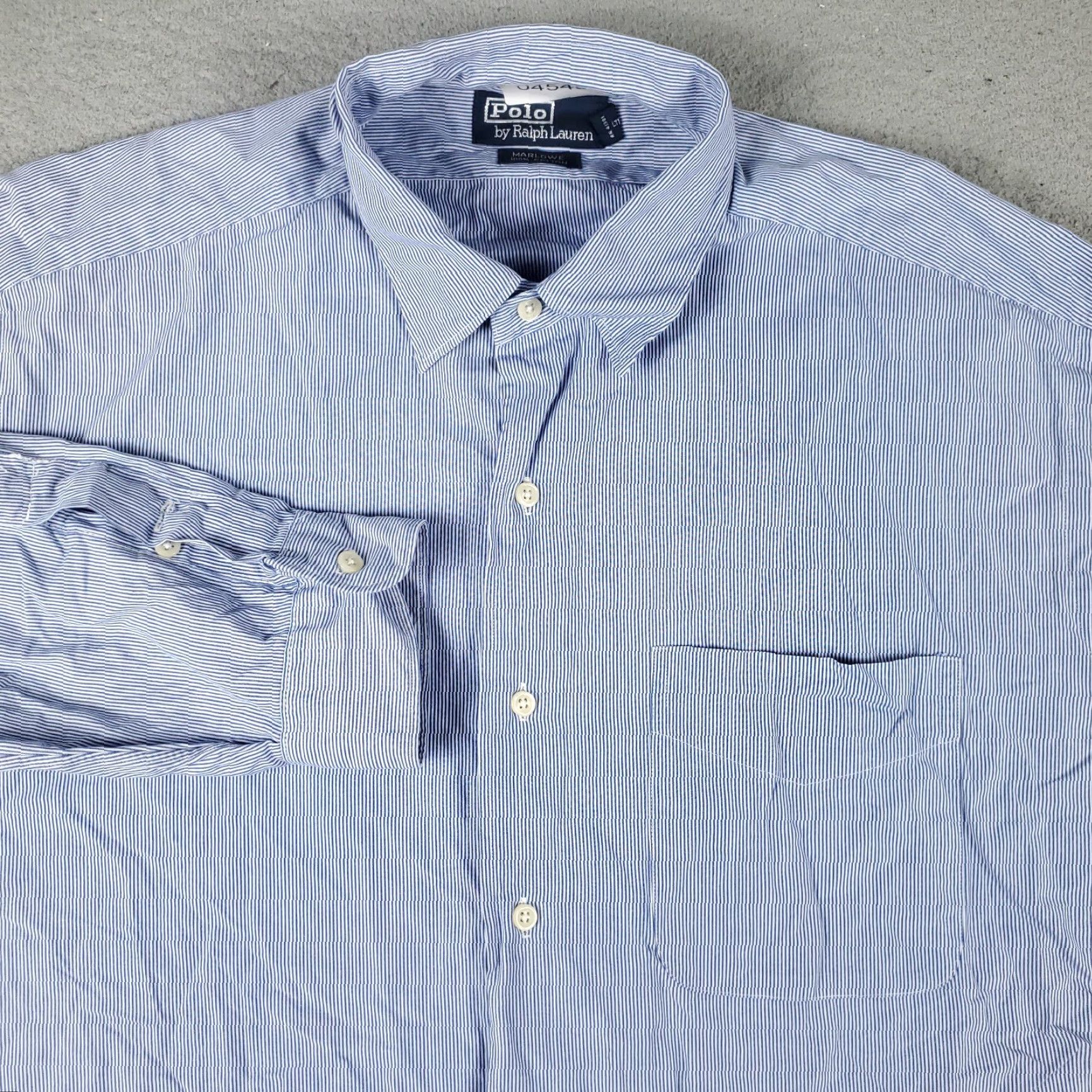 Ralph Lauren Ralph Lauren Shirt Mens Large Blue Striped Button-Up Long Sleeve Casual Dress Classic Comfort-Soft Cotton Regular Fit Men’s Size US L / EU 52-54 / 3 - 2 Thumbnail
