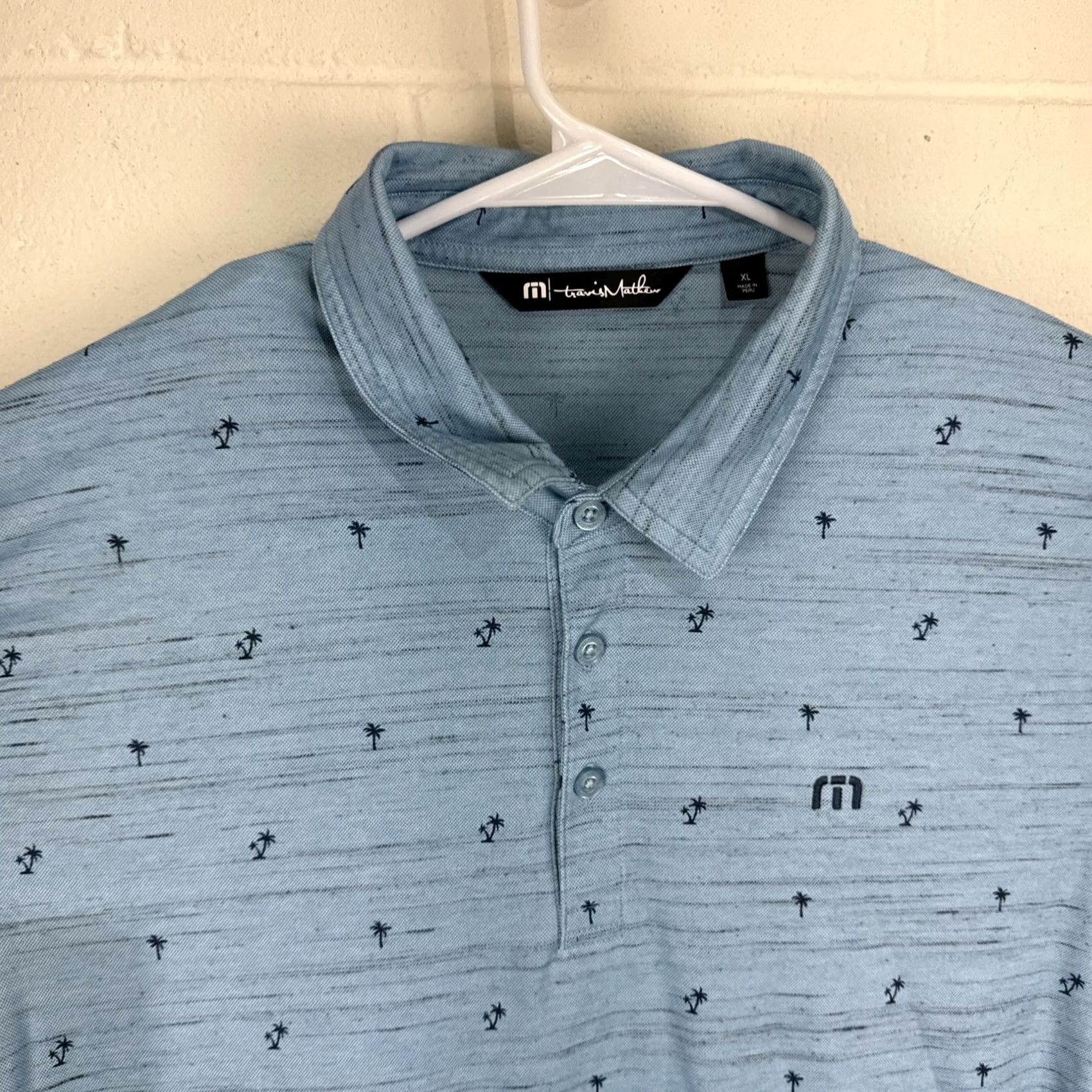 TravisMathew Travis Mathew Golf Polo Shirt Men's XL Palm Tree Blue Pima Cotton Blend Size US XL / EU 56 / 4 - 3 Thumbnail