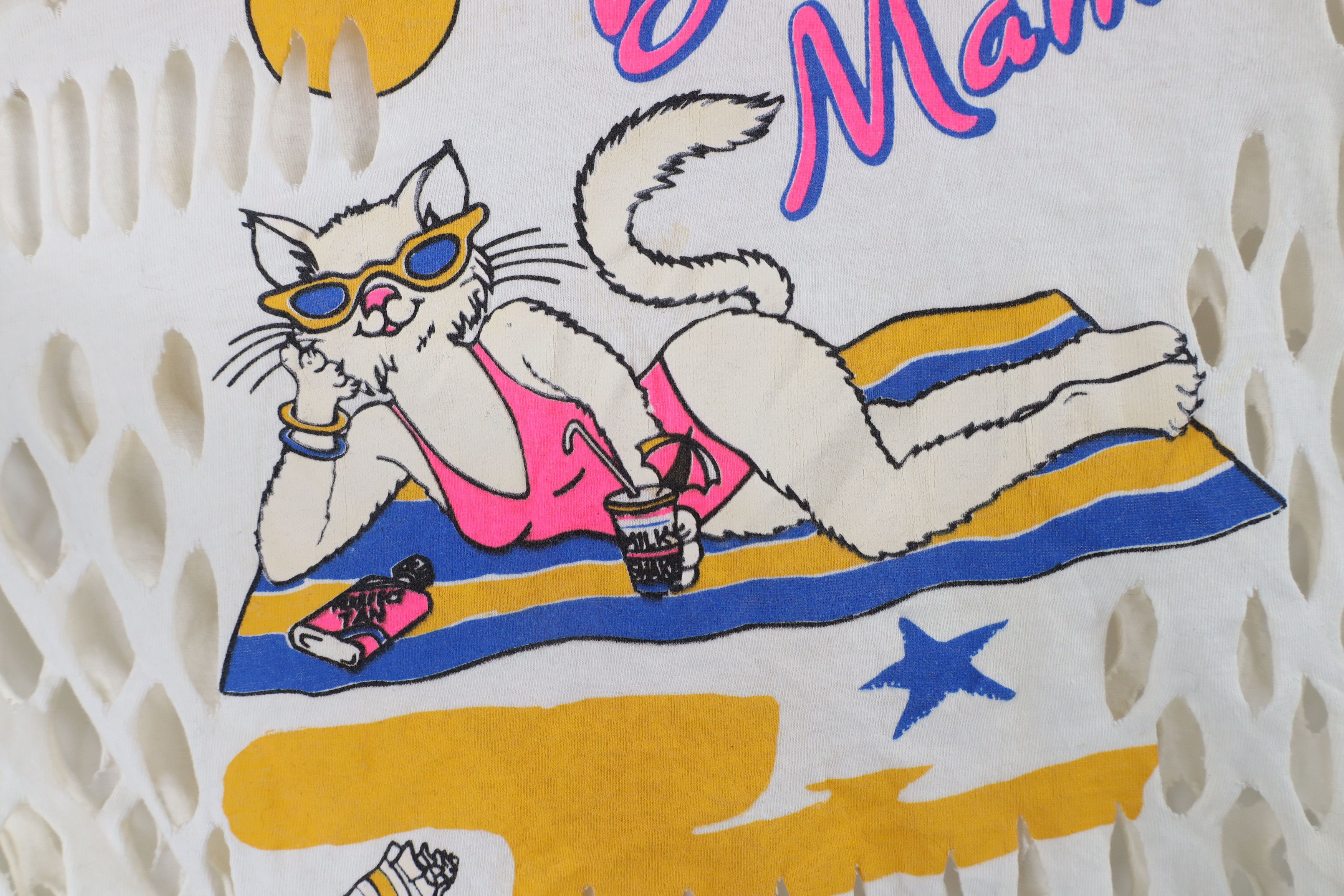 Vintage Vintage 90s Streetwear Cat Beach Cut Fringed Beaded T-Shirt Size 3XL / US 20-22 - 6 Thumbnail