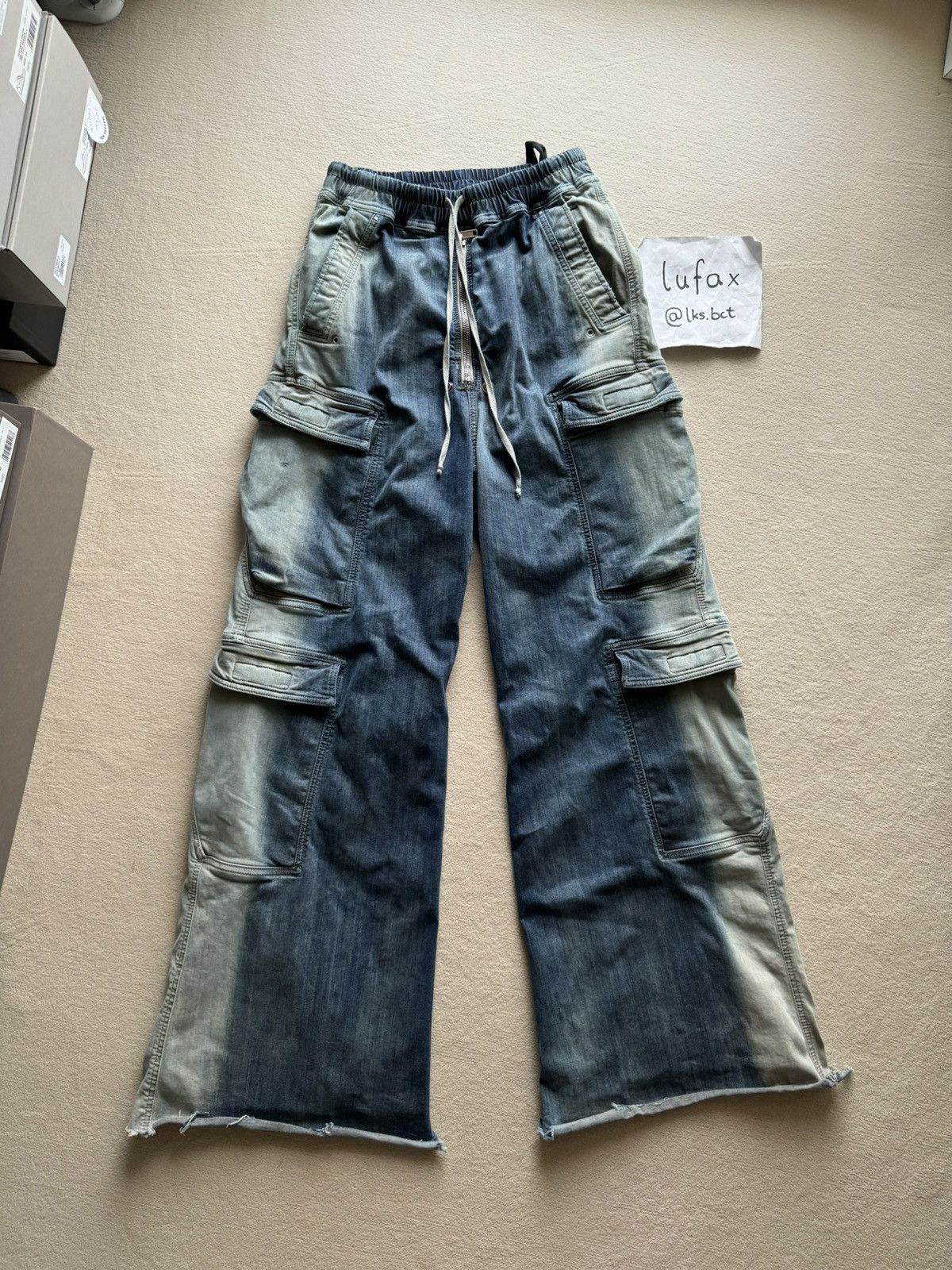 image of Rick Owens Beat Ss23 Edfu Double Cargo Jumbo Bela Mineral Pearl Degrad in Mineral Pearl Degrade (Si